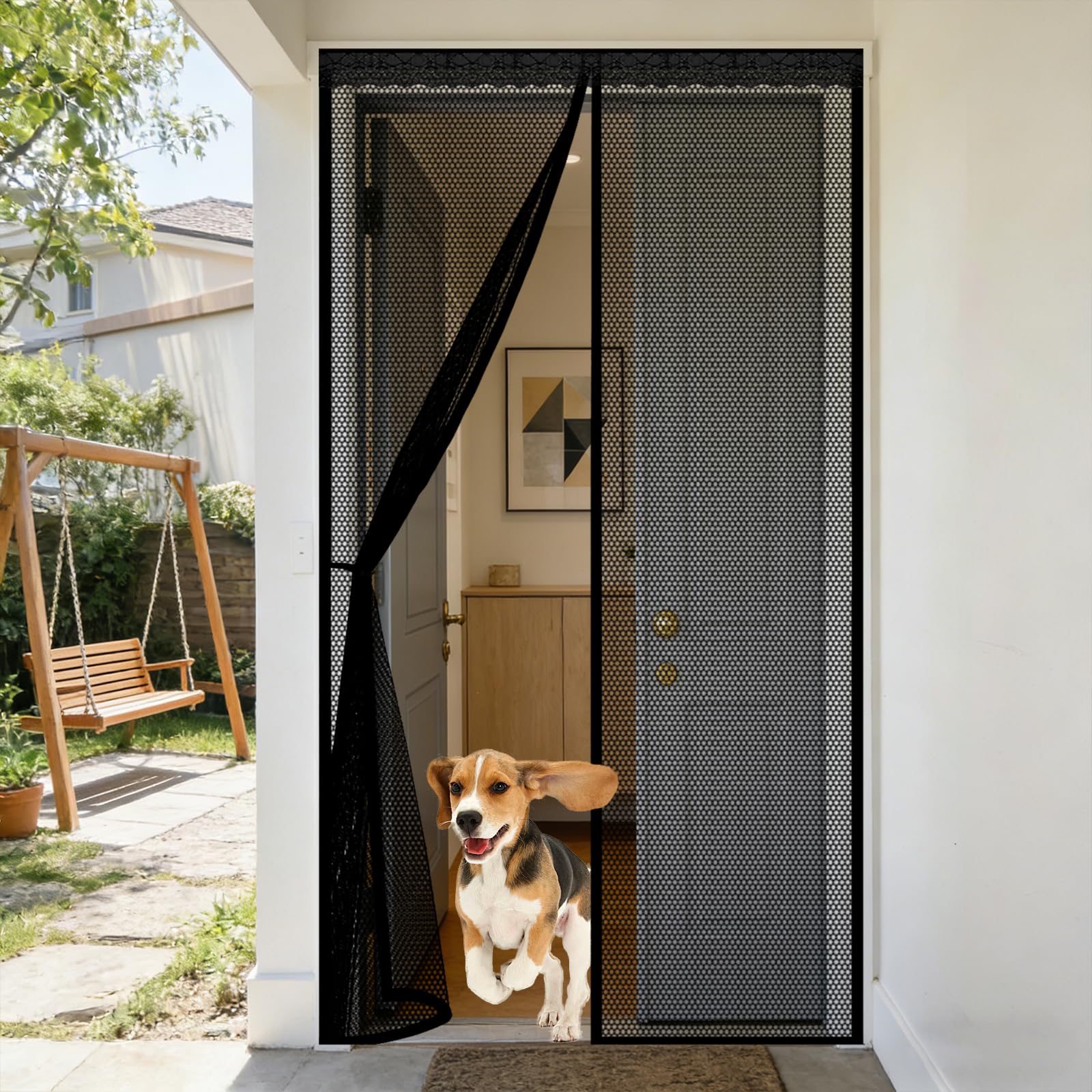 Porte moustiquaire magnétique noire 140 x 265 cm ultrarésistante