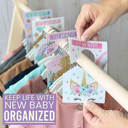 Miniatura 6 de Hadley Designs 6 divisores de tamaño de armario para bebé, armario de unicornio por mes, organizador de armario de bebé para organización de