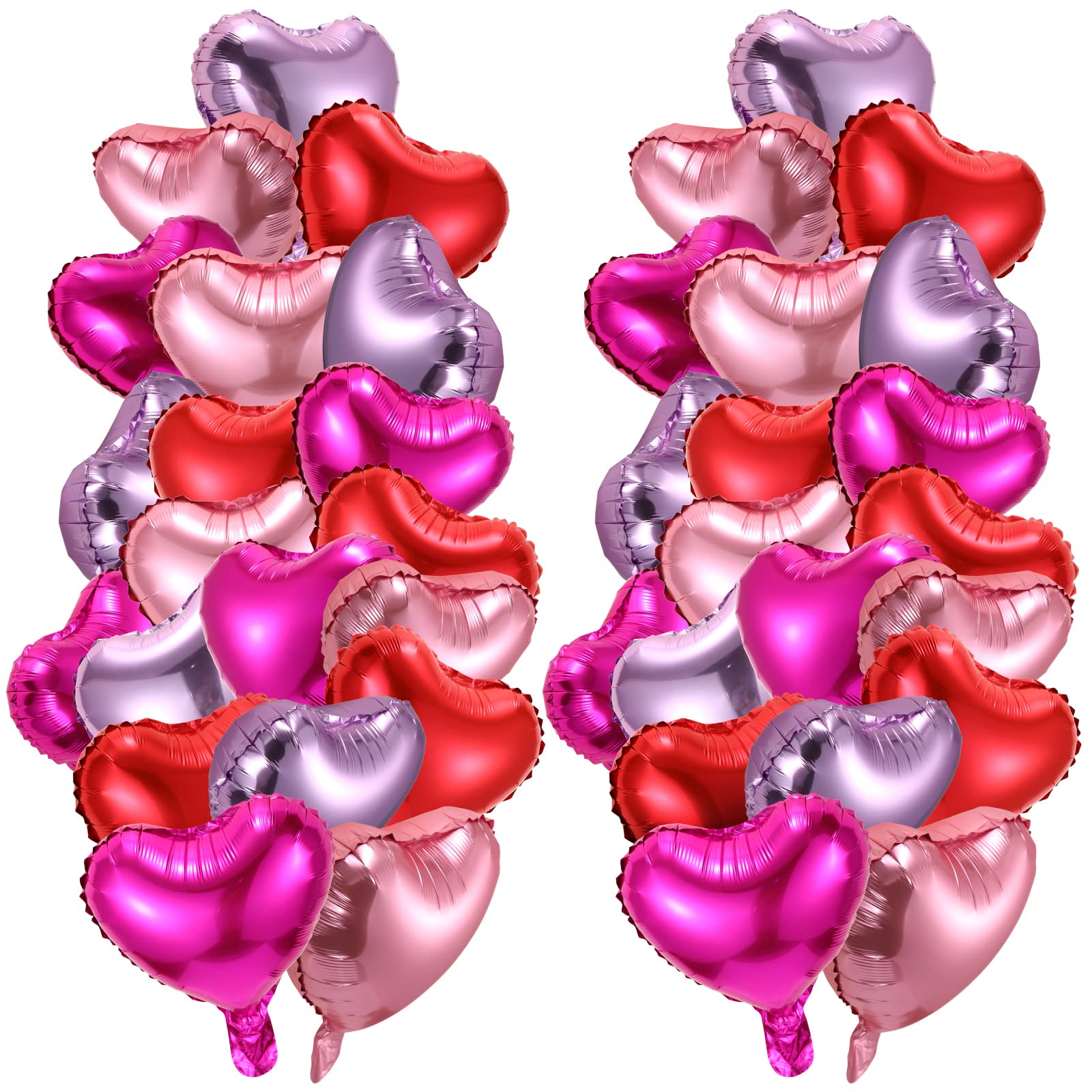 Civaner 50 Pcs 10 Inch Heart Balloons Valentine's Day Balloons Heart Shaped Foil Balloons for Valentine's Day Decoration Special Night Love Propose Marriage Engagement Anniversary Party(Bright Colors)