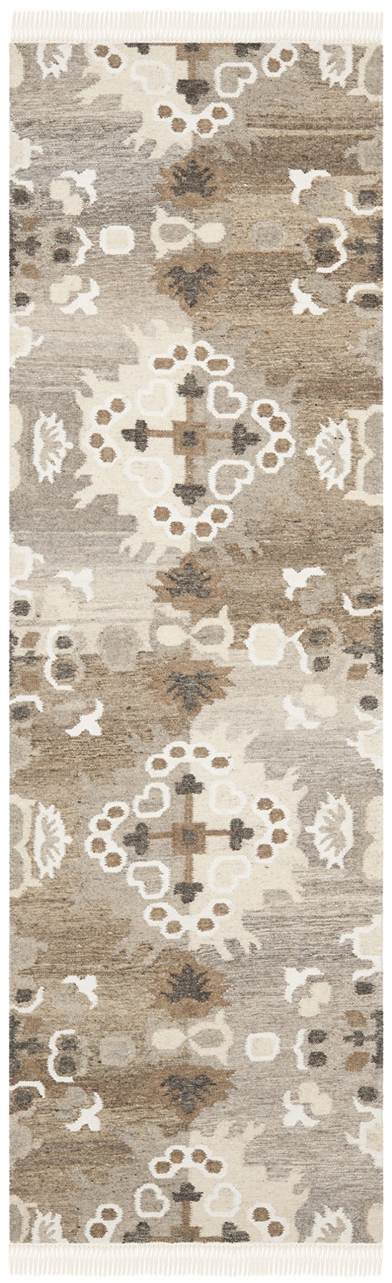 SAFAVIEH Tapis Boho Pour Salon, Salle à manger, Chambre à coucher - Natural Kilim Collection, Tapis à poil court, Gris et Multi, 69 X 183 cm