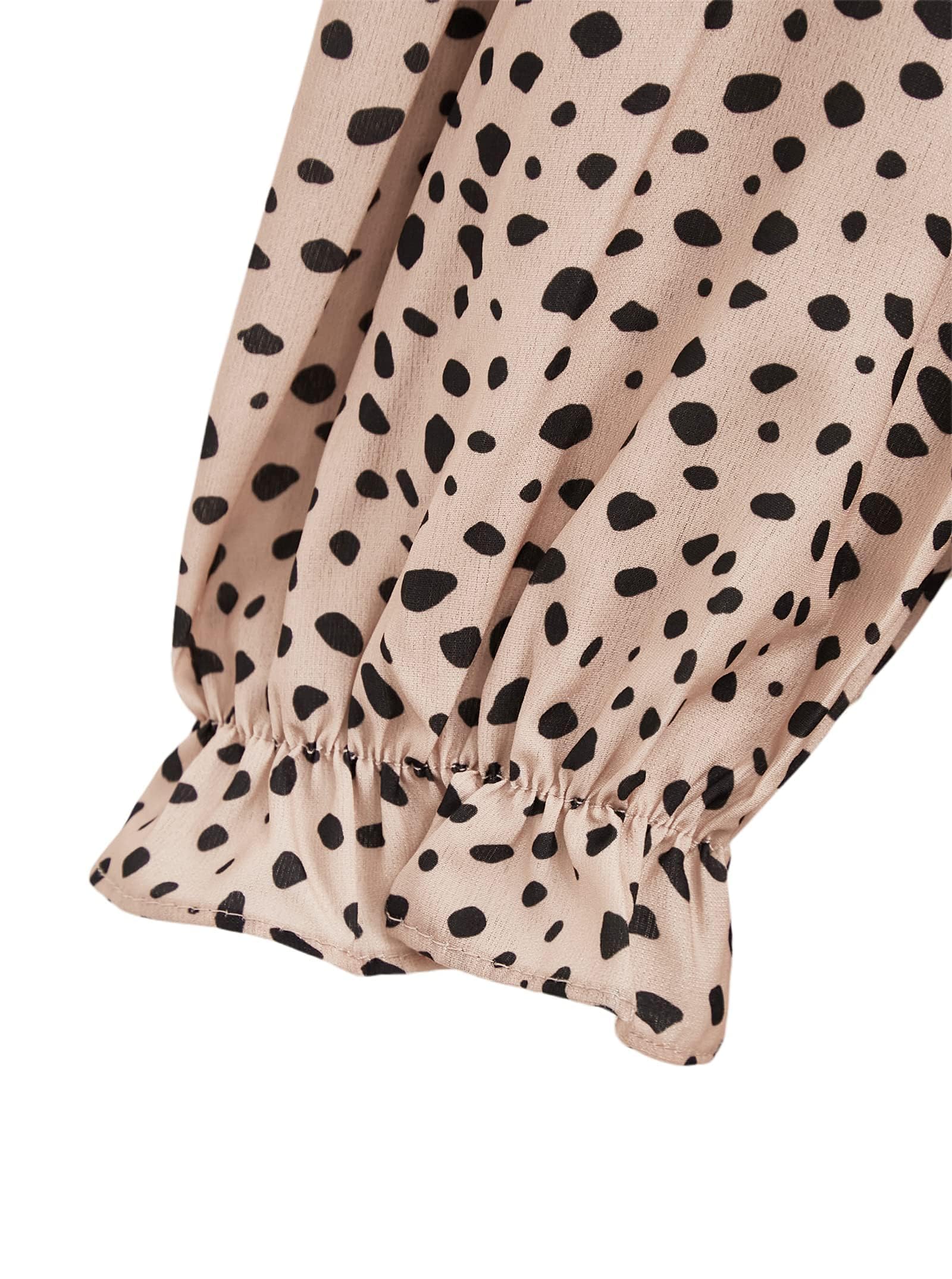 Avanova Women Polka Dot Long Sleeve Blouse Shirts Work Mock Neck Ruffle Top