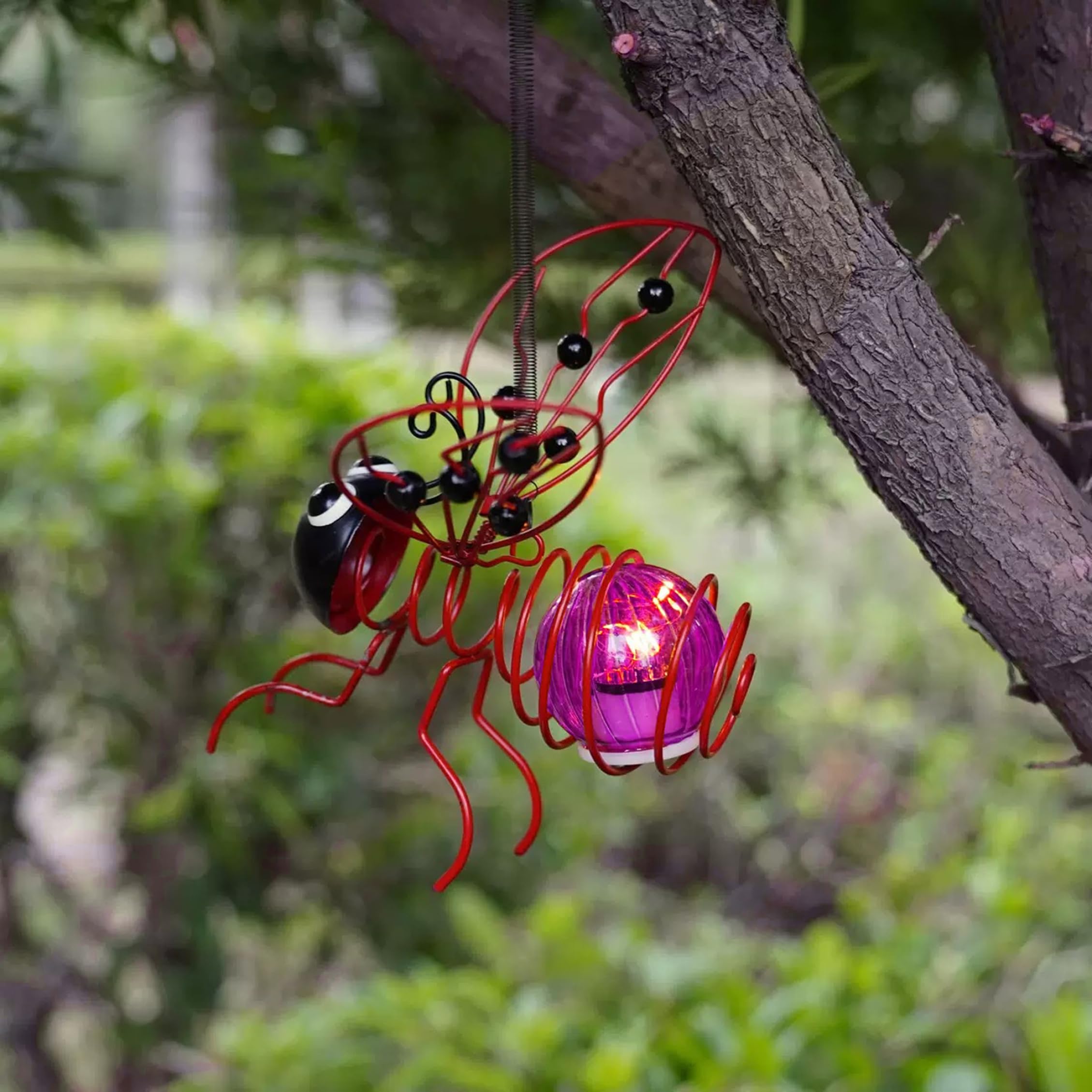 Faticenic 2pcs Solar Bee Lights Outdoor, Hanging Bee Solar Light Decor For Outside, Waterproof Metal Led Garden Ornaments (purple), Lights, Garden Décor
