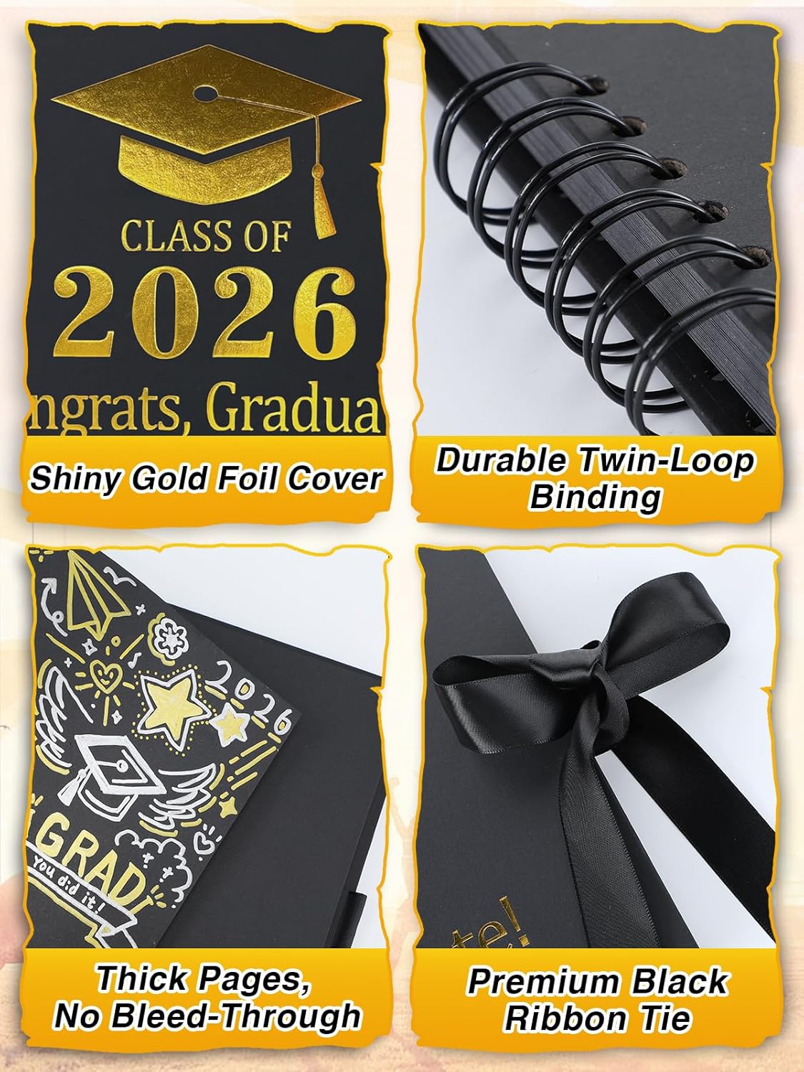 2026 Graduation Guest Book Scrapbook Set - 80 Pages Signature Photo Album with Dual-Tip Markers, Stickers, Tapes, Memory Book Sign for Class of 2026 High School College Grad Party Favors Gifts