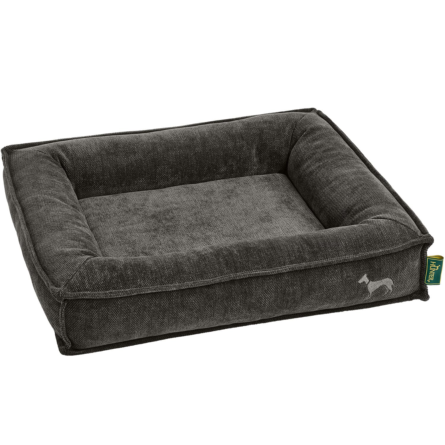 HUNTER Orthopädisches/Ergonomisches Hundebett MELUN, ergonomisches Hundebett mit Memoryschaum, druckentlastend und gelenkschonend, abnehmbarem Bezug, Farbe: anthrazit, Größe: M