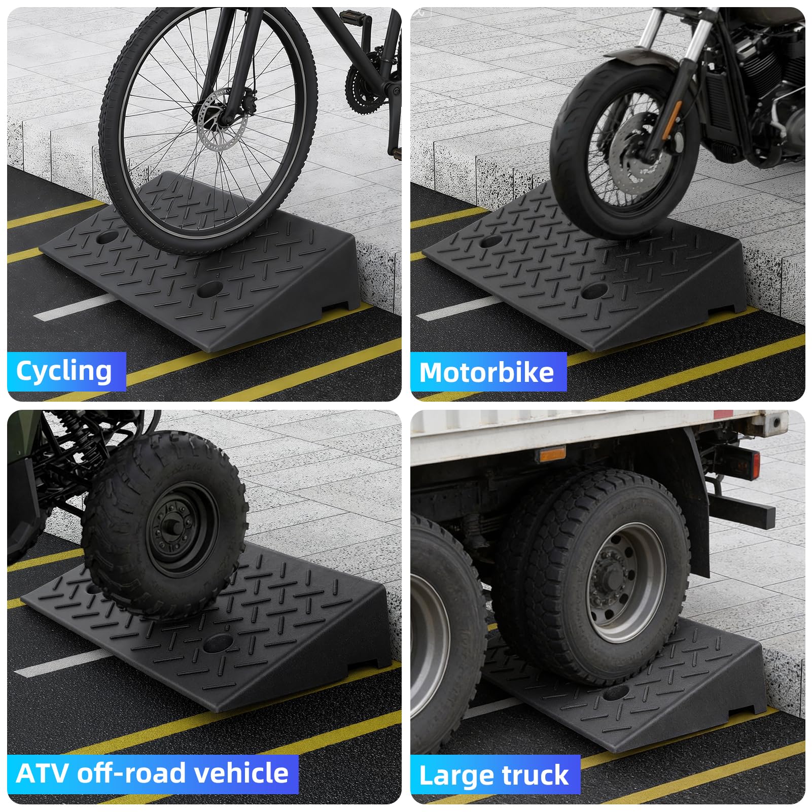 1 para 10 cm rampy podjazdowe, wytrzymałe, antypoślizgowe gumowe rampy krawężnikowe, nośność 3,175 kg, rampy progowe 40 x 30 cm, do samochodów, wózków inwalidzkich, skuterów, kosiarek (czarna)