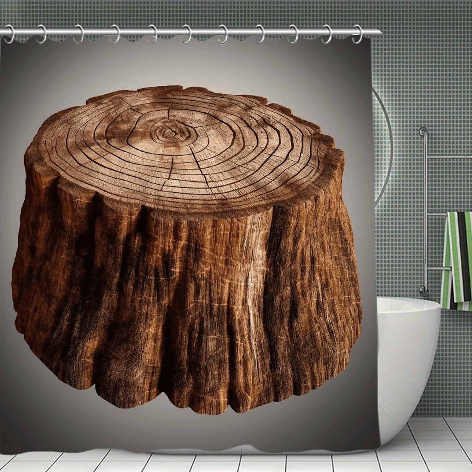 VstaDank Stump of Oak Tree Bath Curtain Elegant Heavy Duty Shower Curtains 70x70 in Rustic Farmhouse Cloth Shower Curtains Neutral Modern Bath Curtain for Bathroom