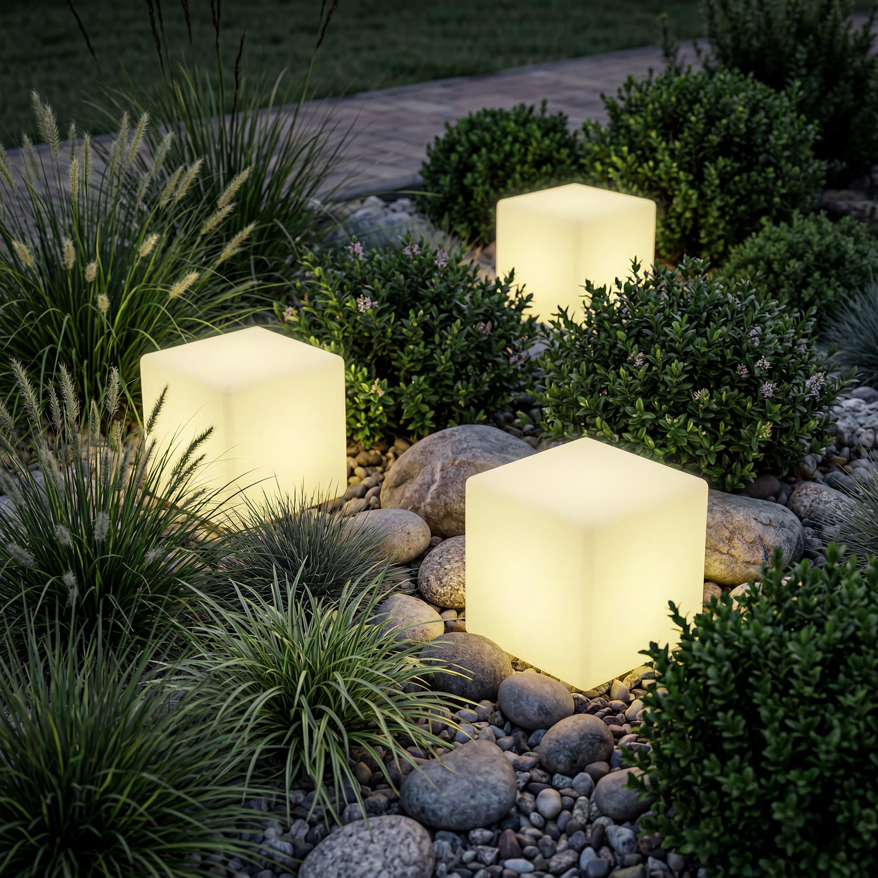tectake® LED Cube, 35 x 35 x 35 cm, Leuchtwürfel, multifunktionale outdoor Lampe, Deko Garten, Hocker, Beistelltisch, LED Tischlampe, Deko Wohnzimmer, Balkon Deko, Wegeleuchten außen, Außenleuchte- S