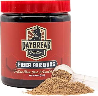 Daybreak Nutrition Fiber for Dogs Psyllium Husk, Beet Root, Dandelion Root, and Prebiotics to Aid in Relief from Diarrhea, Constipation, Anal Gland Issues, and Scoots
