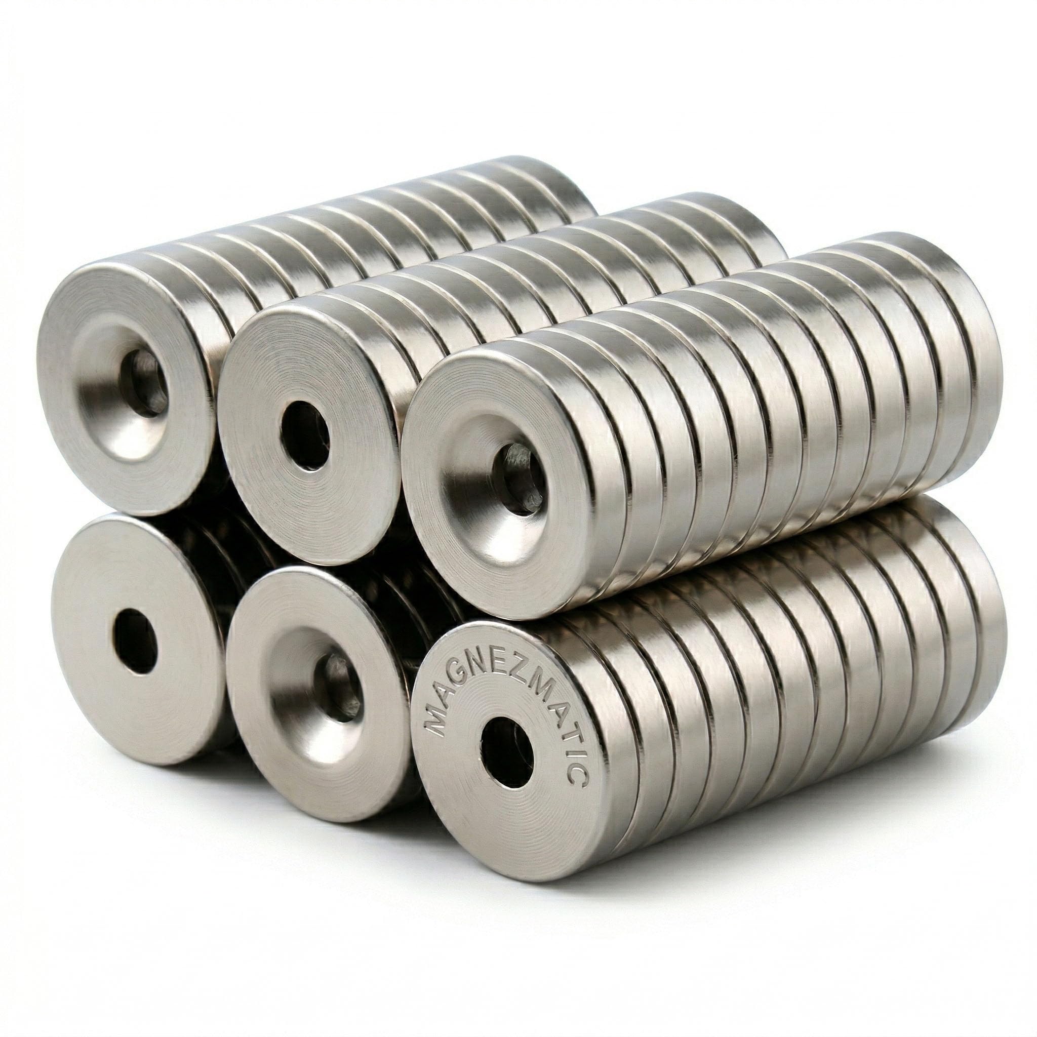 N50 Neodymium Countersunk Disc Magnets 12x3mm (1/2 x 1/8 inch) – 3mm Screw Hole, up to 7.3 lbs Pull, Ni-Cu-Ni Coated Rare Earth Flush-Mount Magnets