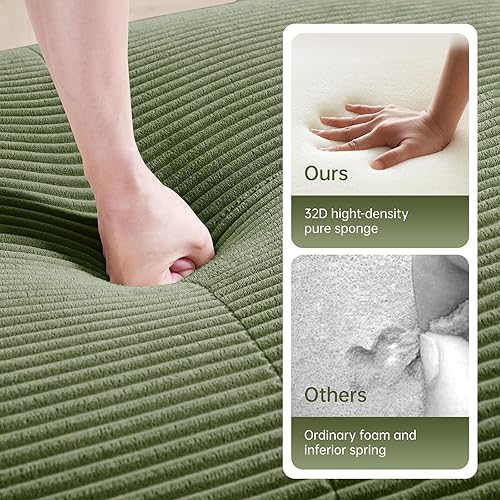 Miniatura 4 de Sofás modulares modulares sin hueso de 82 pulgadas para sala de estar, juego de sofá comprimido de 2 plazas, no requiere montaje, tela de pana,