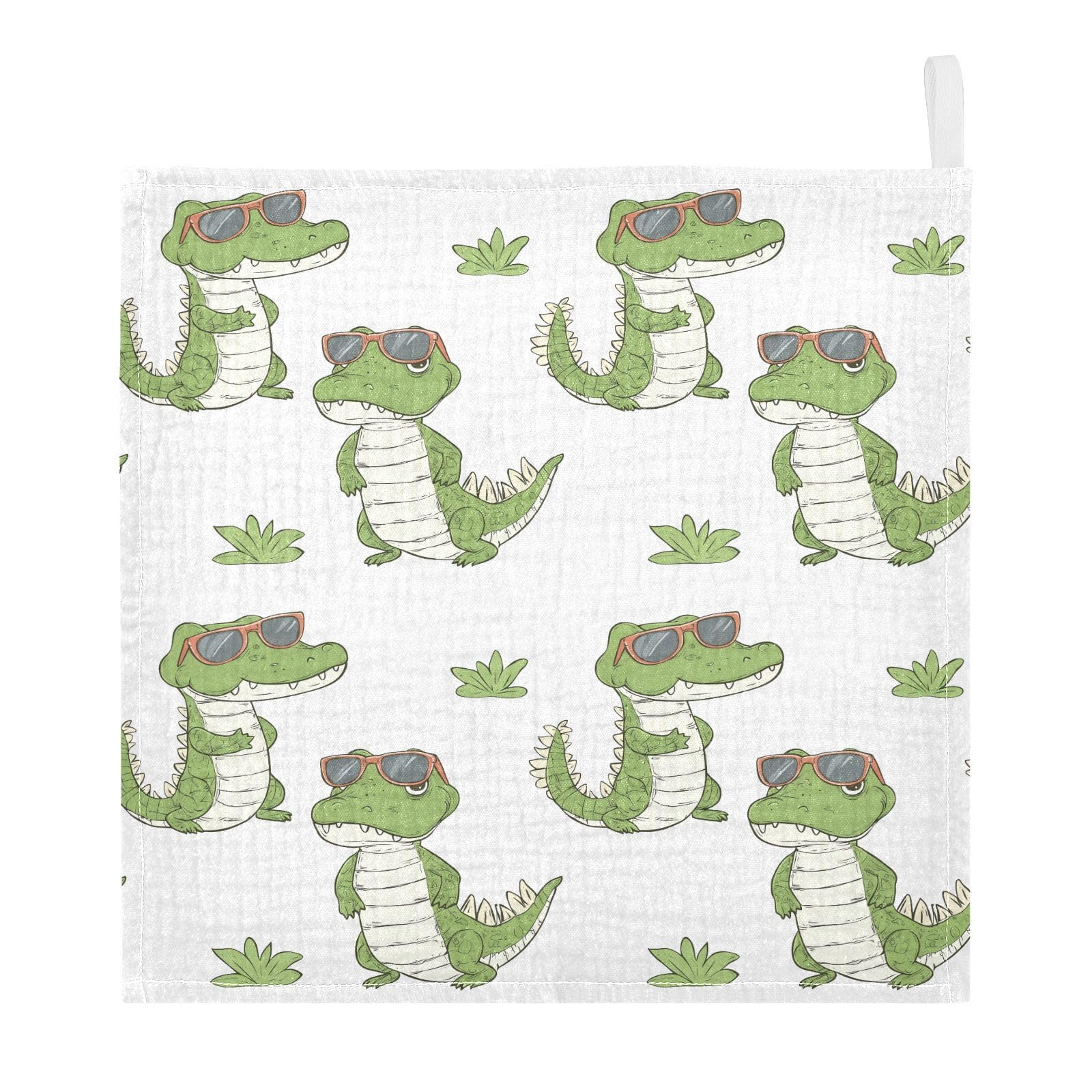 vvfelixl Cartoon Standing Crocodile Baby Burp Cloths Baby Muslin Washcloths for Boys Girls Cotton Babys Face Towel for Newborn Infants Soft and Absorbent 11.8 X 11.8 in, 5 Pack