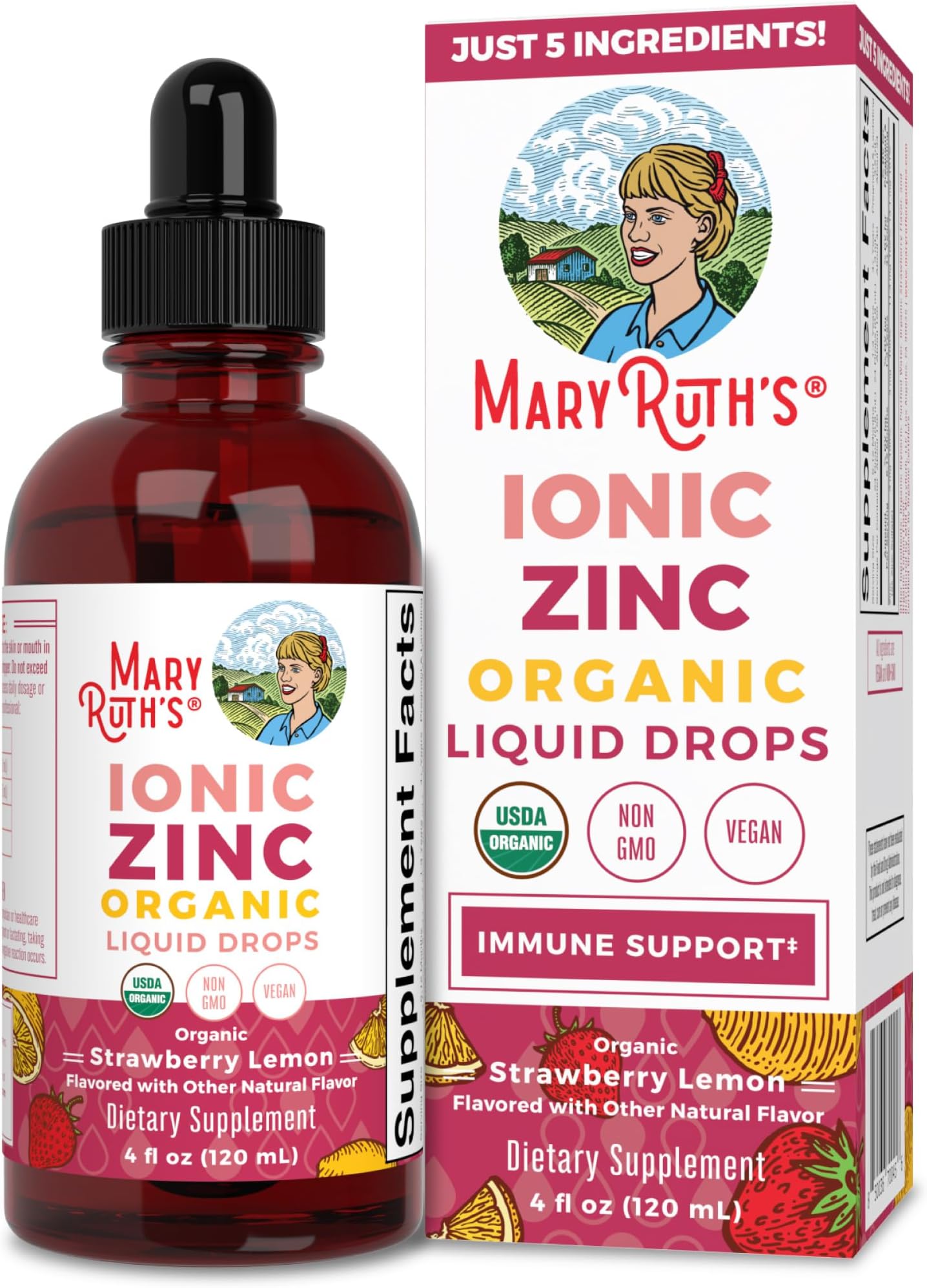 Mary Ruth's, Ionic Zinc Strawberry Lemon Organic, 4 Fl Oz