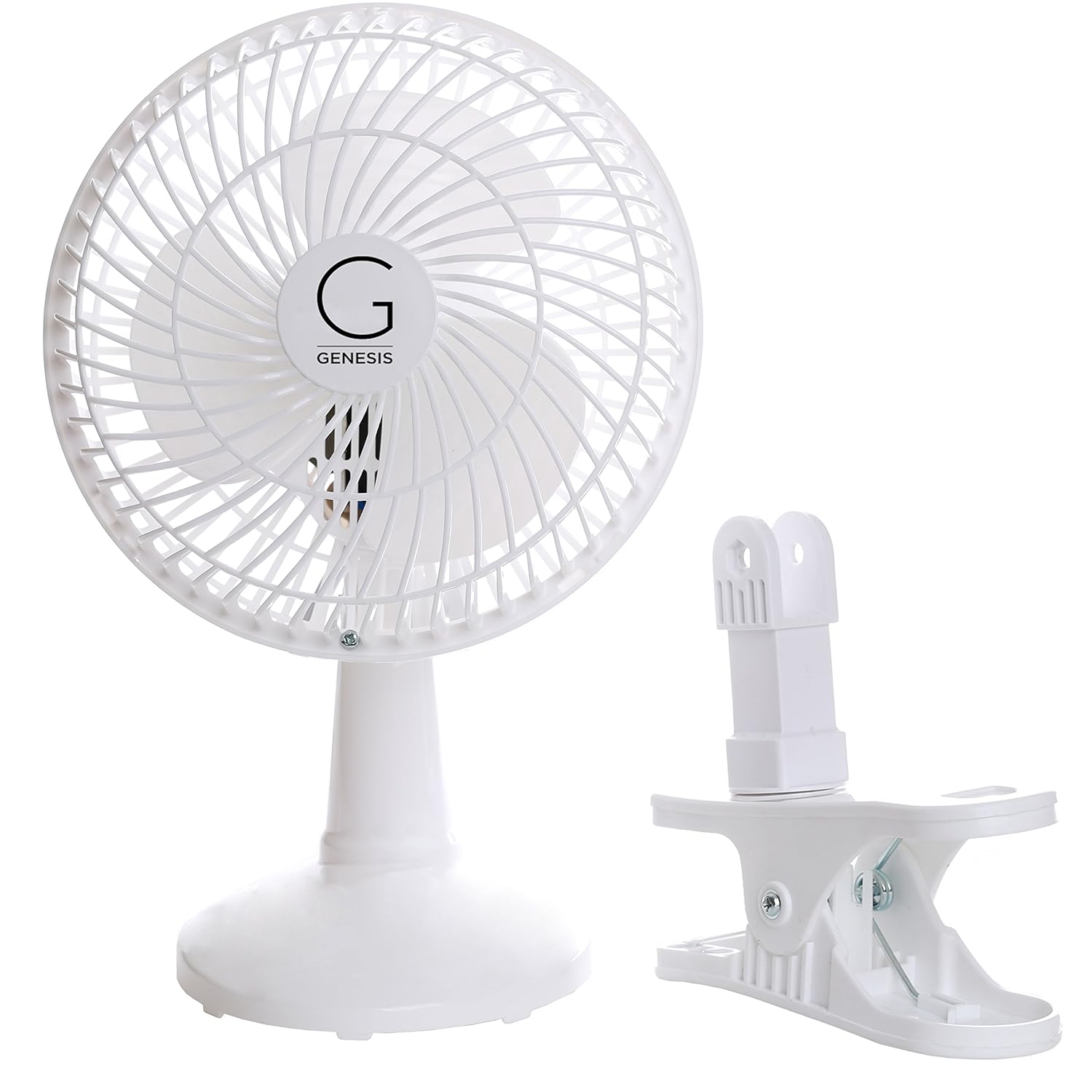 Genesis 6-Inch Clip Convertible Table-Top Clip Fan Two Quiet Speeds - Ideal For The Home Office Dorm More