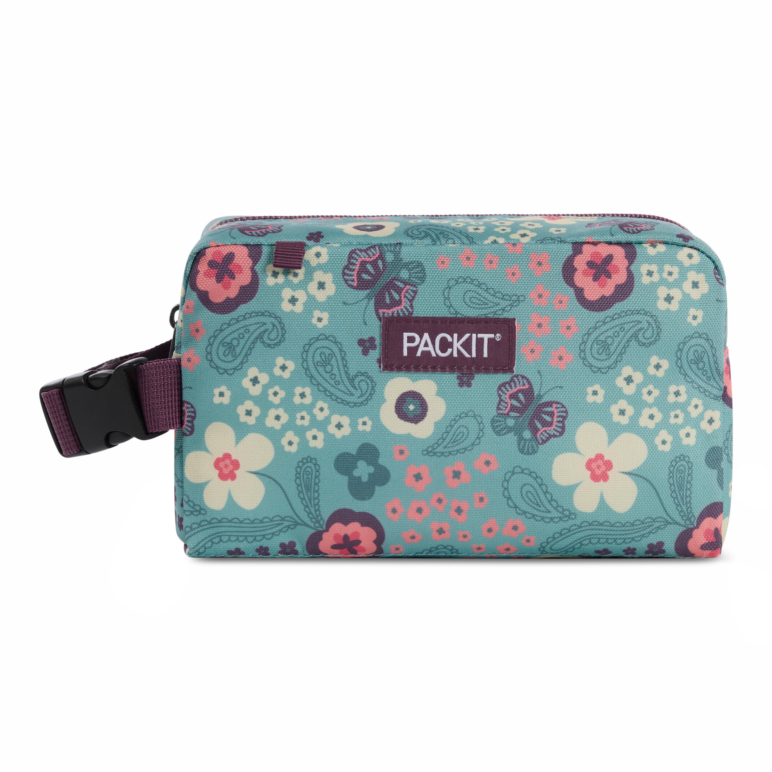 PackIt Freezable Small Insulated Snack Box, Butterfly Paisley, with EcoFreeze Technology (Built-in Ice Pack), Mini Cooler or Small Lunch Bag, For Fresh Snacks On the Go, for Work, Gym, or Travel