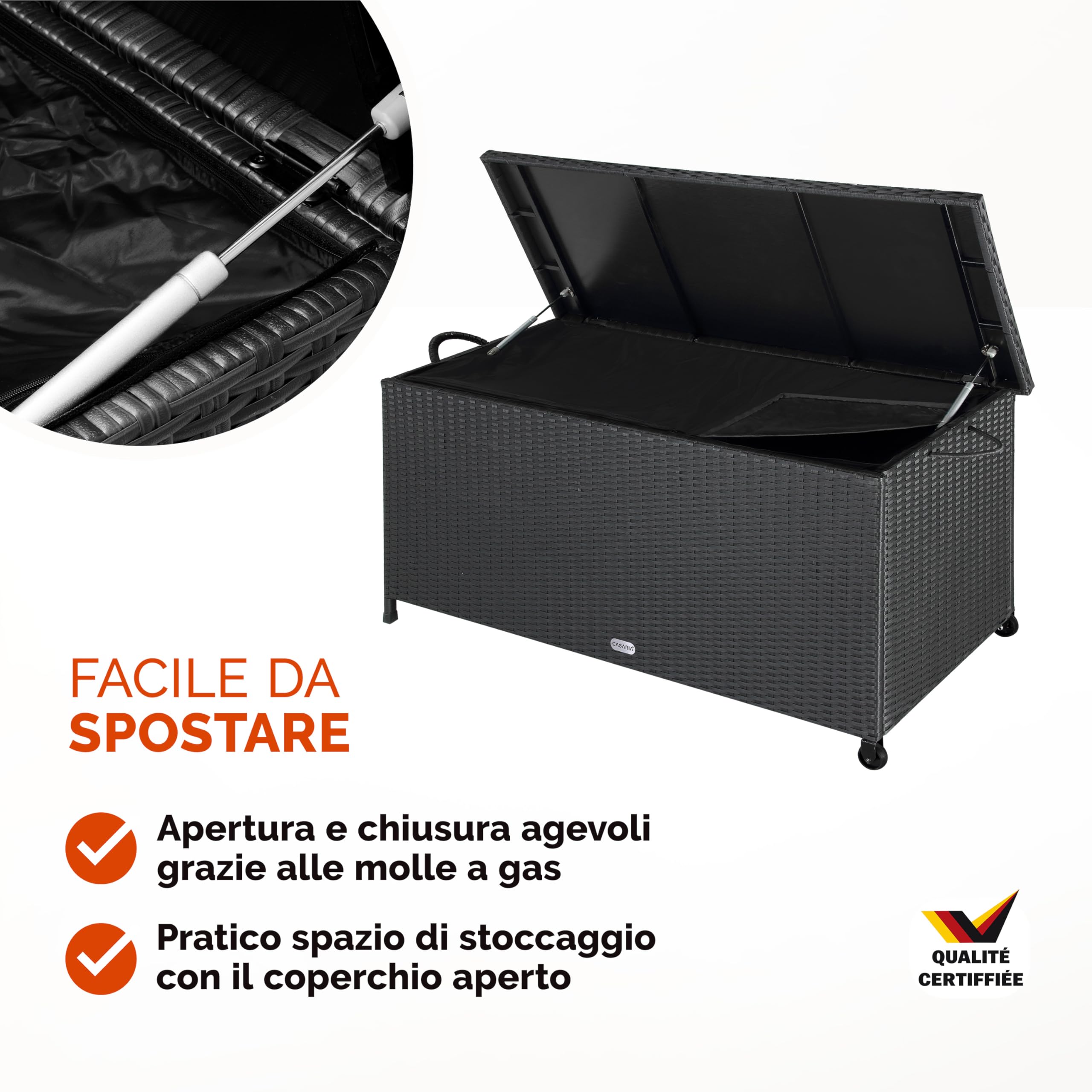 Casaria Baule da Esterno XXL 117x53x60cm 270L Impermeabile Resistente Contenitore Giardino