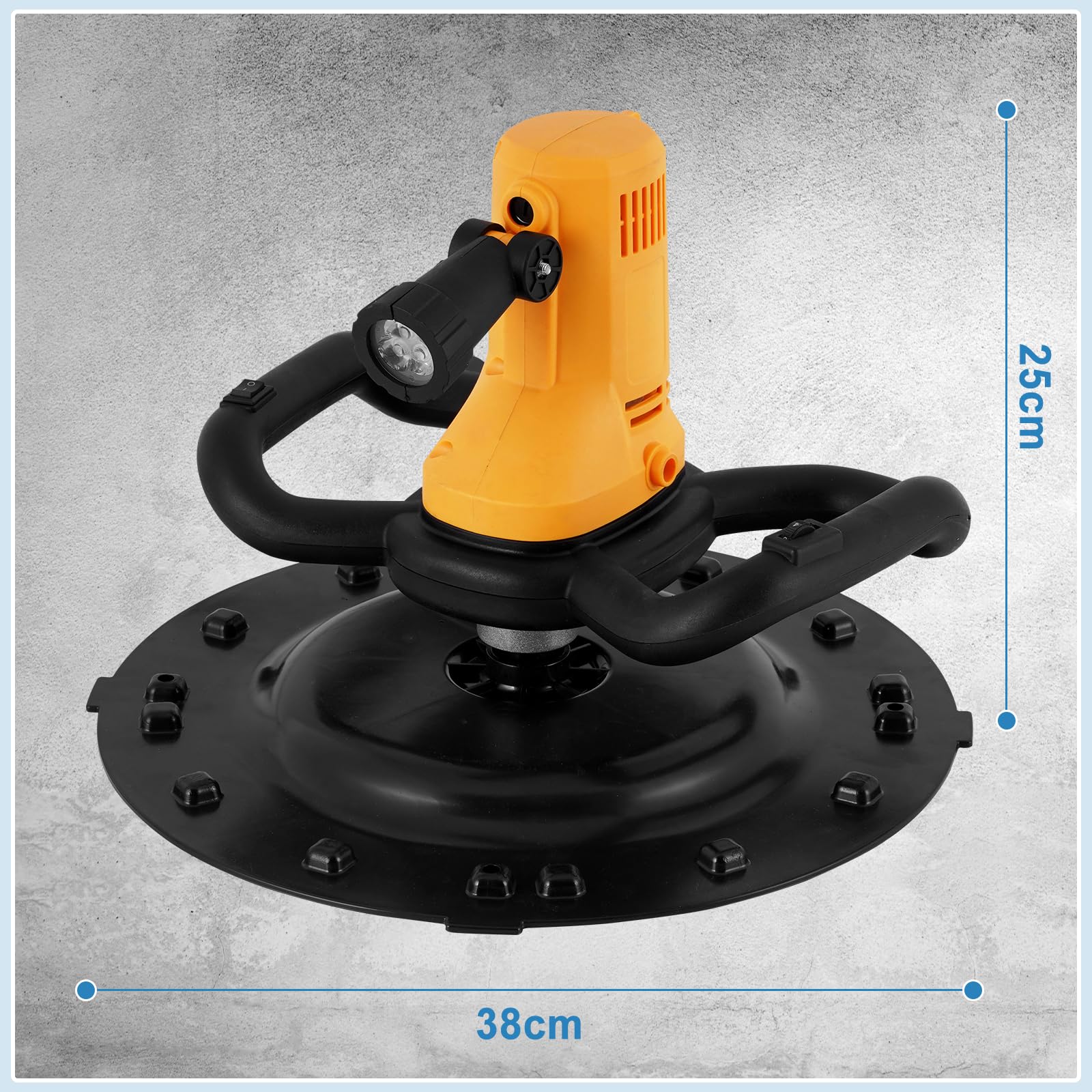 MXBAOHENG Máquina alisadora eléctrica de pared de 1680 W con disco abrasivo de 38 cm, 6 velocidades, 80-600 rpm, mezclador de hormigón portátil con varilla agitadora, alisadora eléctrica para mortero