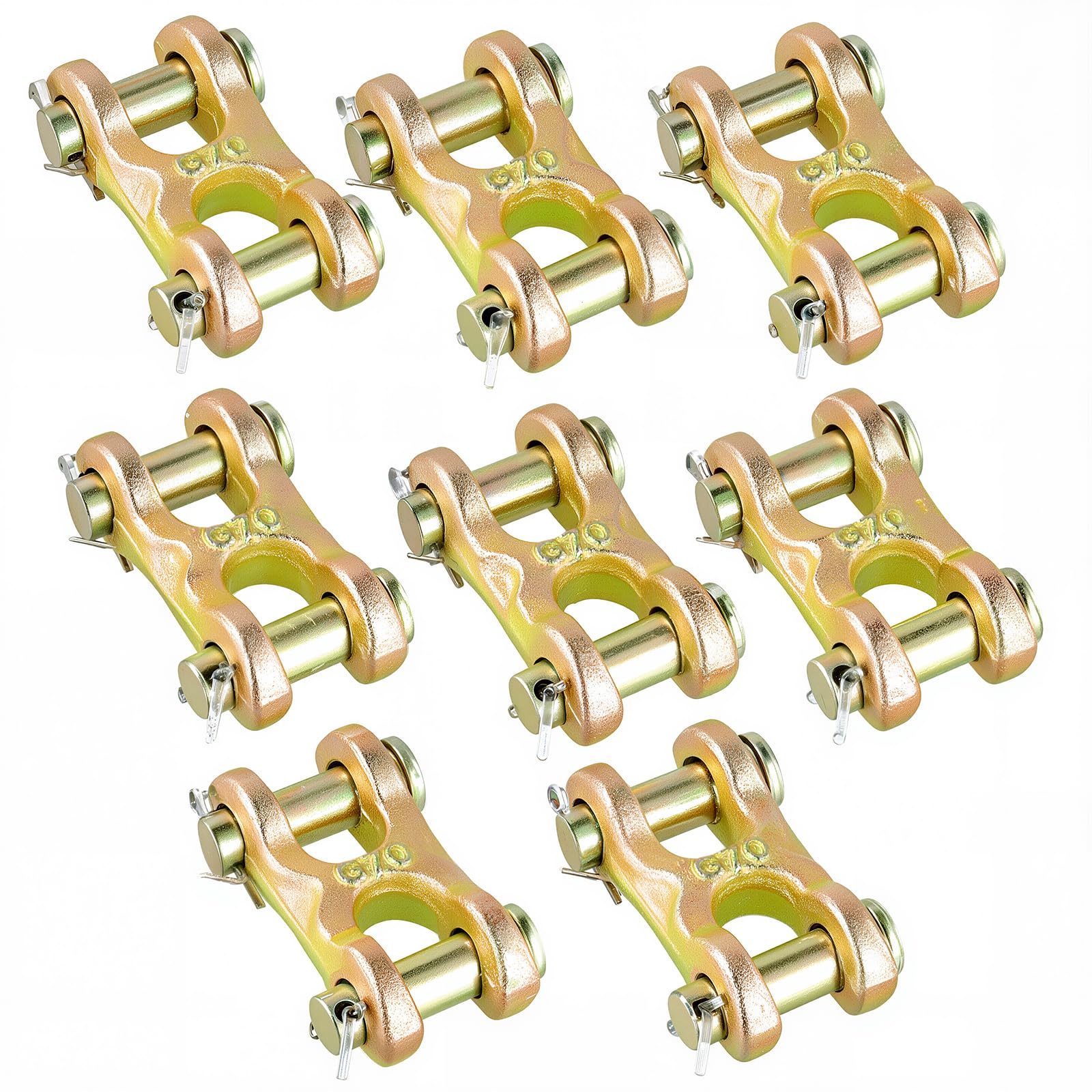 HOIGON 8 Pack 3/8 Inch Twin Clevis Link, 6600 lbs Zinc Plated G70 Forged Chain Connector, H Type Double Loop Chain Link Buckle for Connection Fixation