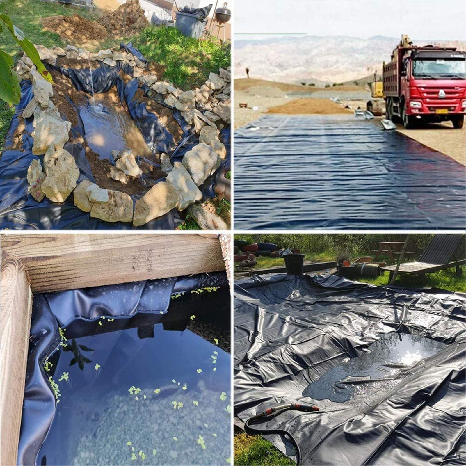 Fodera per laghetto, spessore 0,4 mm Giardini Membrana impermeabile per piscine Fodere preformate per laghetti per pesci pesanti per la protezione del pendio della fontana del torrente dello stagno