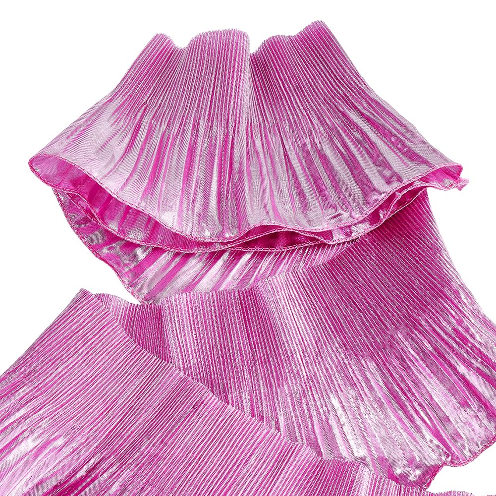 FINGERINSPIRE 2.7m 3D Ruffled Lace Trim 155mm Wide Pleated Ruffle Trim Pink Lace Edging for Sewing Polyester Decorative Ribbon for Wedding Dresses DIY Craft Projects Clothes Decoration