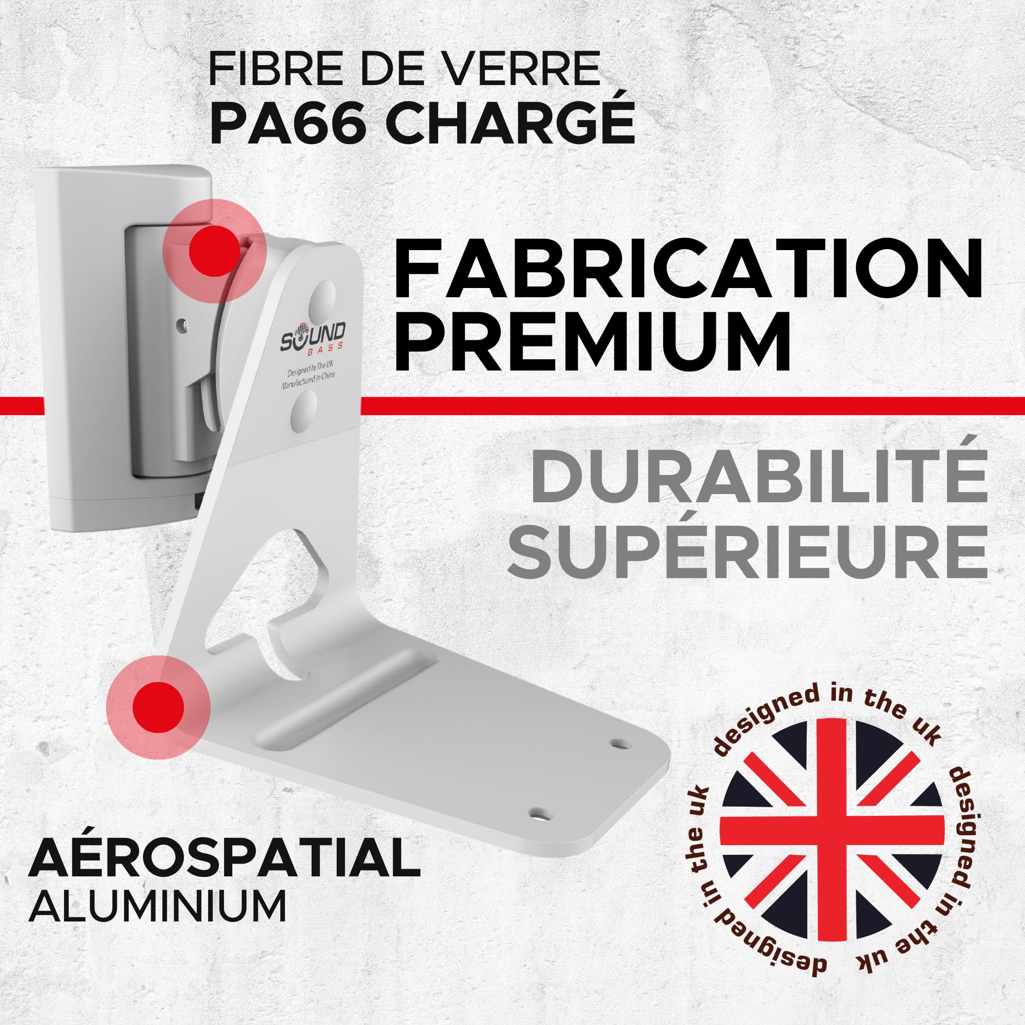 Sound Bass ERA300 Support Mural, Inclinable et Pivotant, Blanc, Simple (1 pièce), Compatible avec Sonos ERA 300, Installation Facile, Kit de Fixation Inclus