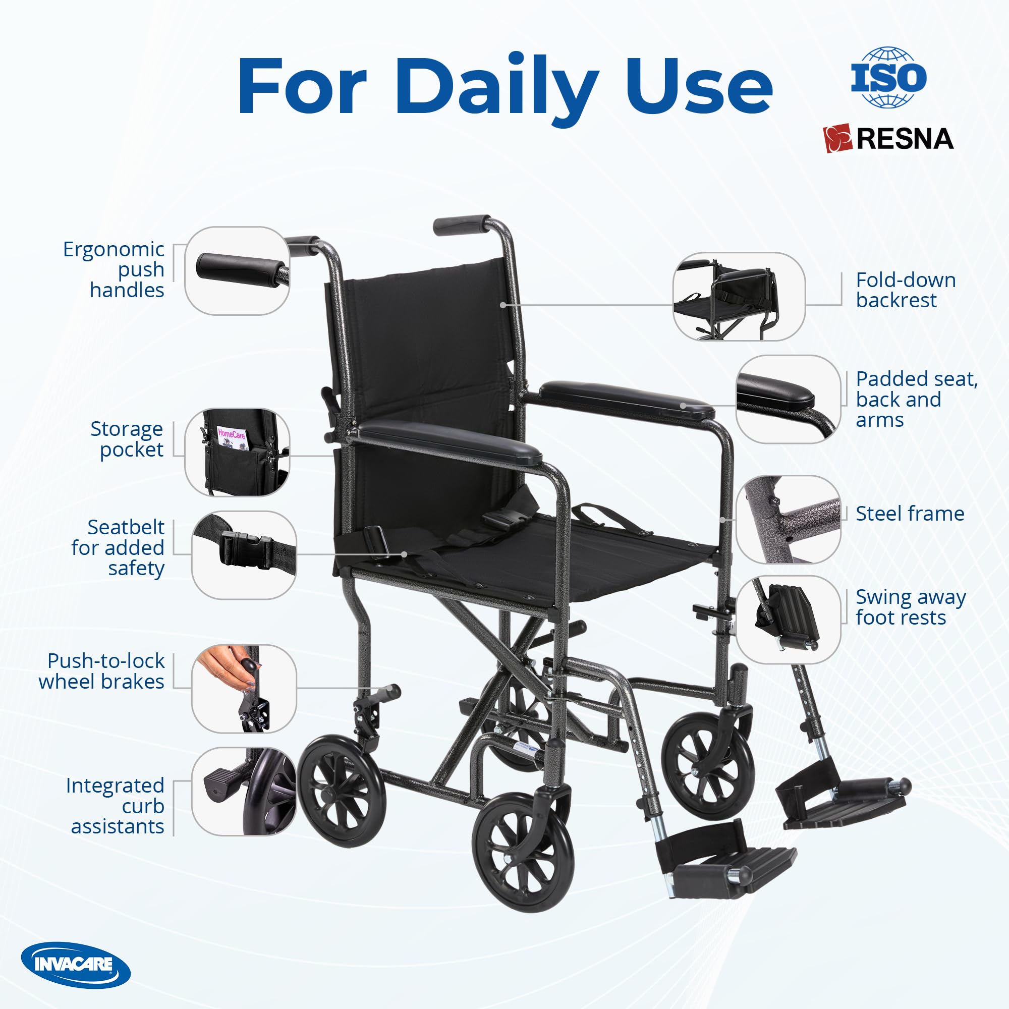Invacare Transport Wheelchair - Lightweight & Portable -5