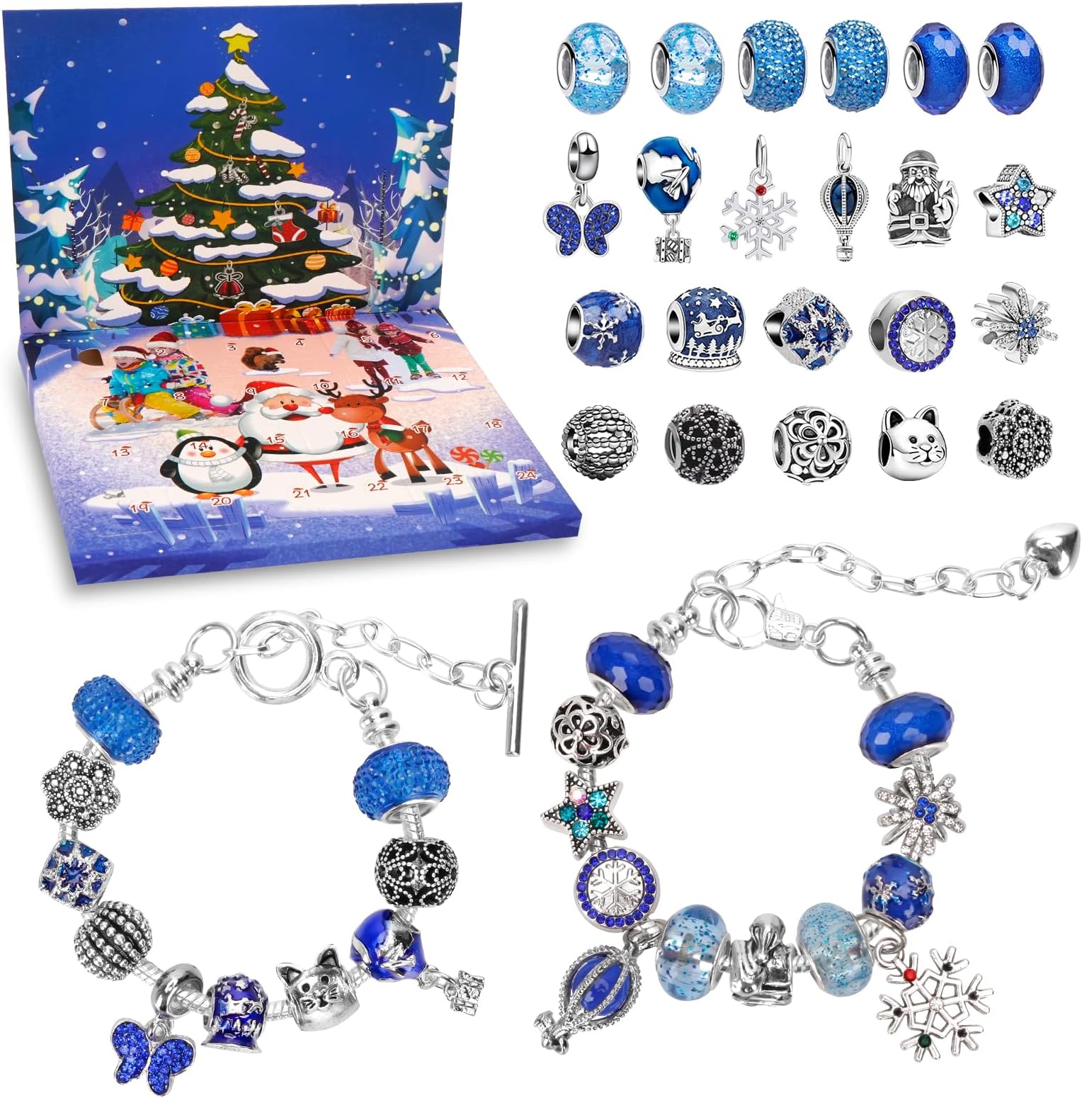 Advent Calendar Jewellery 24 Surprises Advent Calendar Child Teen Christmas Ornaments Countdown Christmas Calendar Bracelet Jewellery Girl 5-12 Years