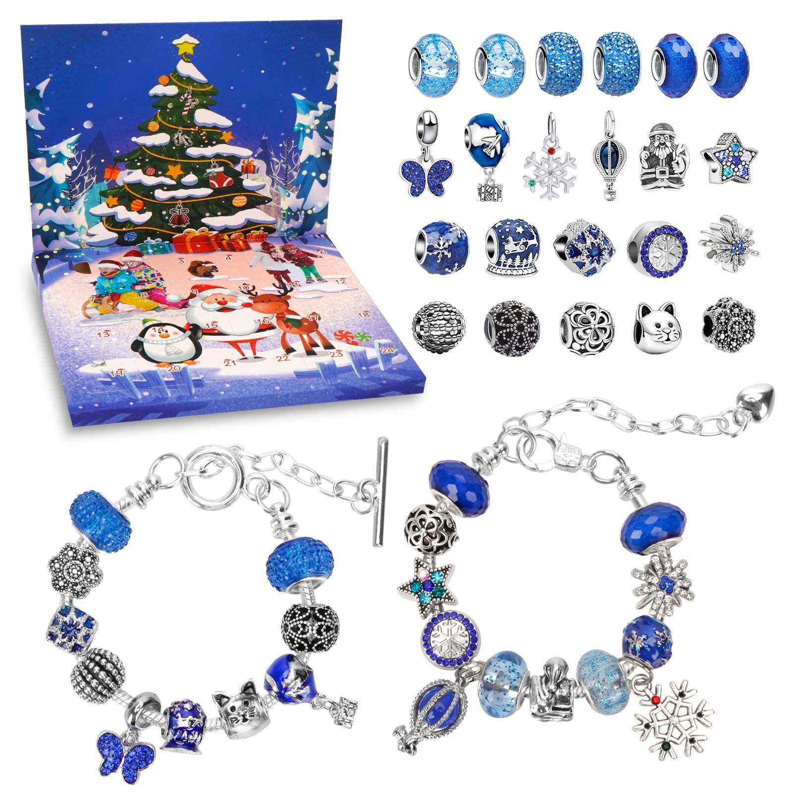 Advent Calendar Jewellery 24 Surprises Advent Calendar Child Teen Christmas Ornaments Countdown Christmas Calendar Bracelet Jewellery Girl 5-12 Years