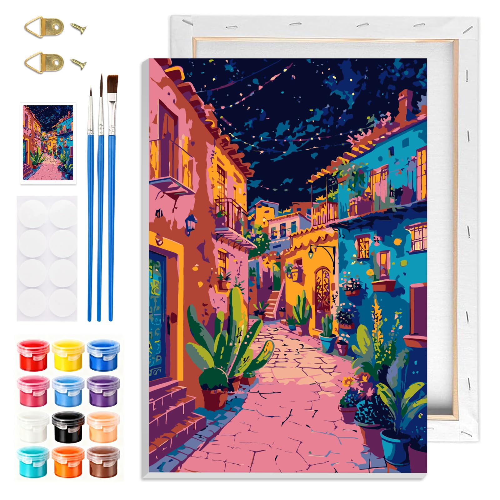 NAIMOER Tourist City Framed Paint by Numbers for Adults Beginner, DIY Landscape Painting by Numbers for Boys and Girls, Art on Canvas Gifts Home Wall Decor 8x12in