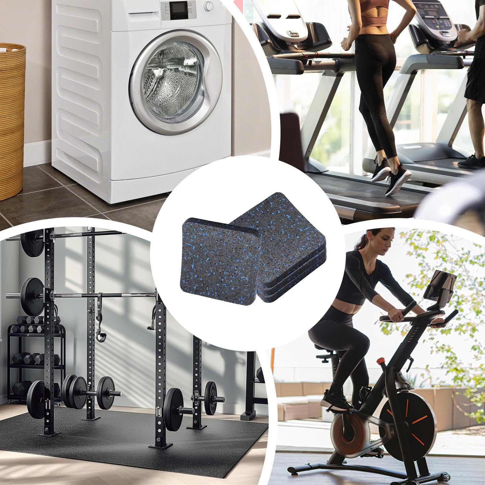 Podkładki pod Bieżnie na Podłogę 4 Sztuki Antypoślizgowa Podkładka Pod | Gumowe Podkładki Redukujące Hałas Akcesoria Domowej Siłowni Do Ławek Treningowych Wiosłownic