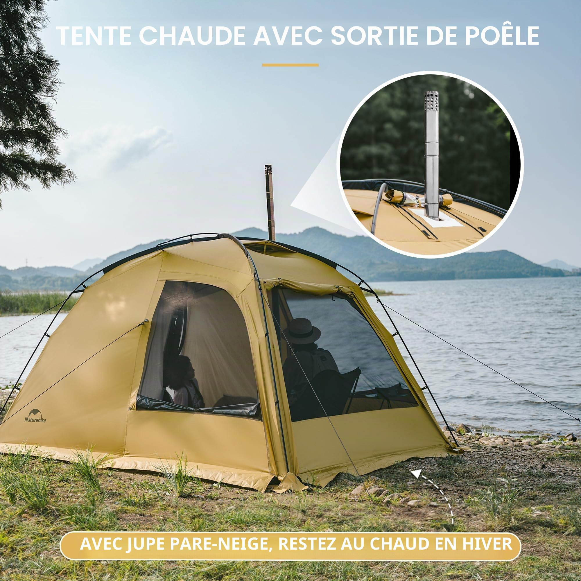Naturehike Tente Bivouac 2-4 & 3-6 Personne Place Tente de Camping Tente d'auvent étanche pour la Maison, adaptée aux Voyages en Voiture, à la randonnée et au Camping