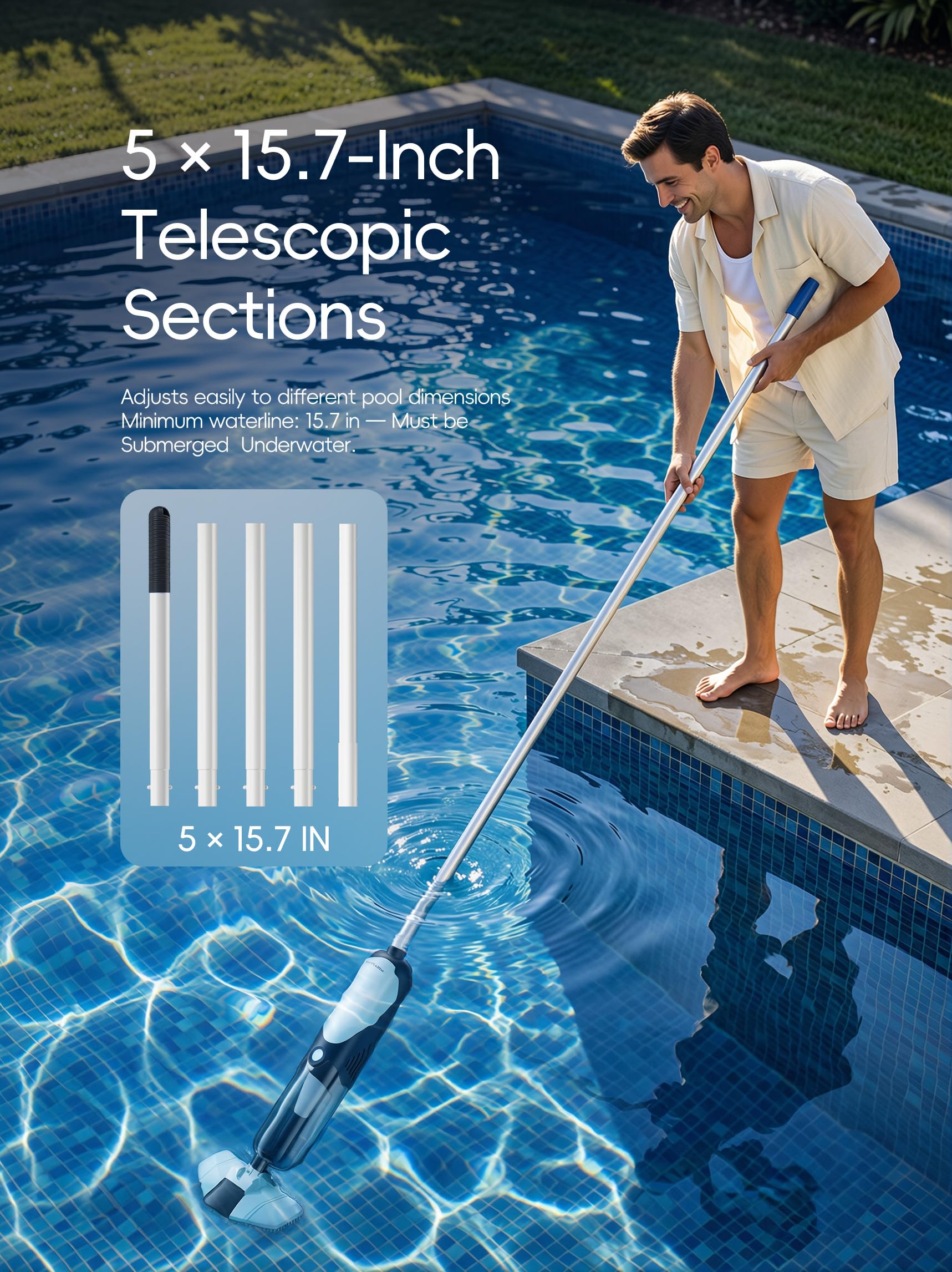 Aspiratore per piscina senza fili per piscine fuori terra e interrate