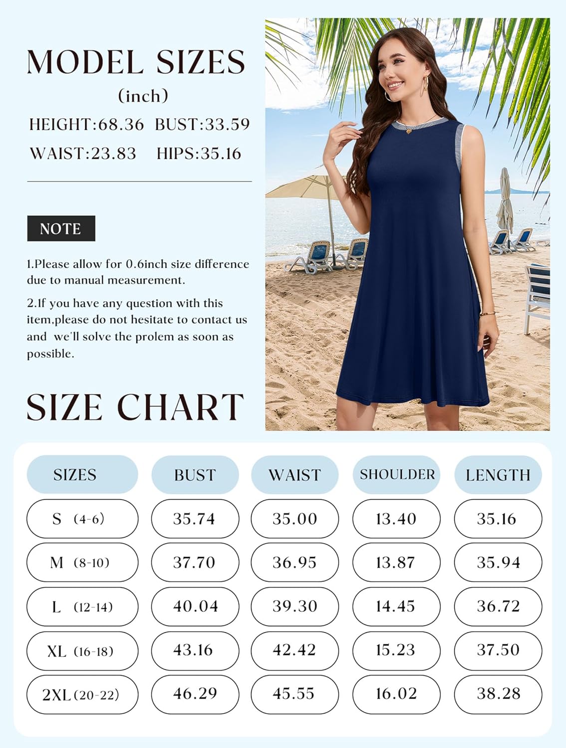 WEACZZY 2026 Summer Dresses for Women Casual Loose Fit Beach Vacation Sundress Sleeveless Crewneck Tank Dress with Pockets - Image 6
