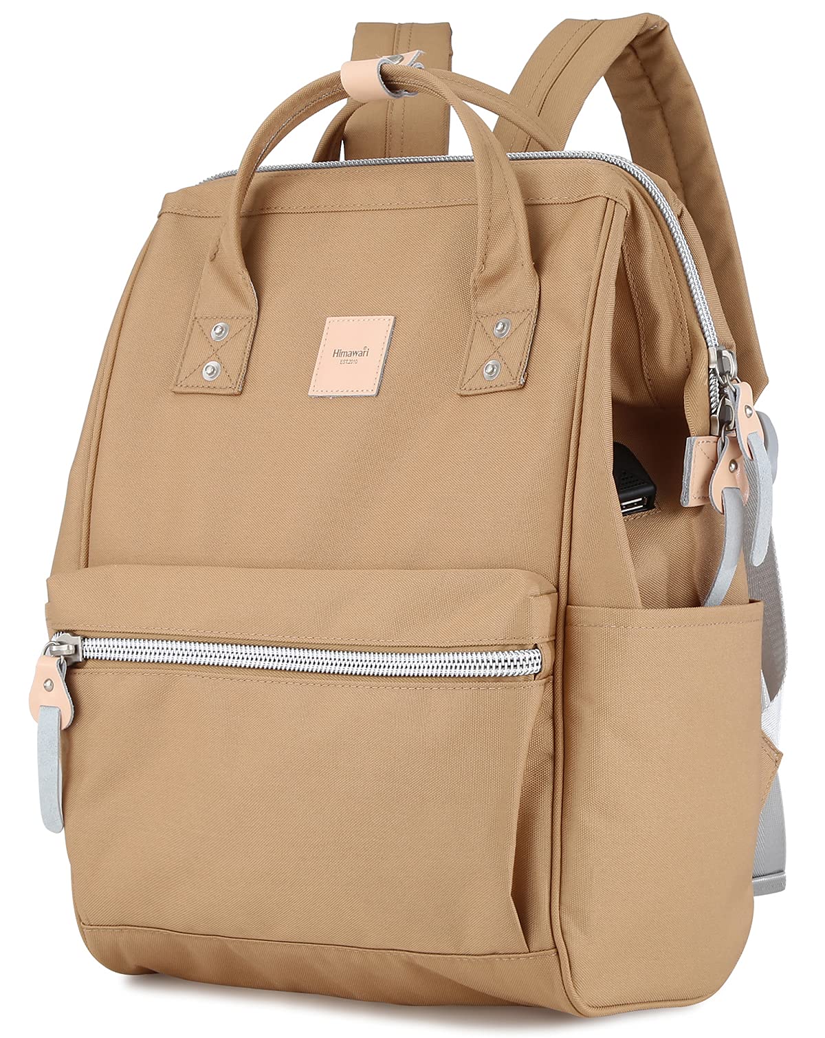 himawari Laptop Backpack Travel Backpack With USB Charging Port Large Diaper Bag Doctor Bag School Backpack for Women&Men (1881-Camel, Regular)