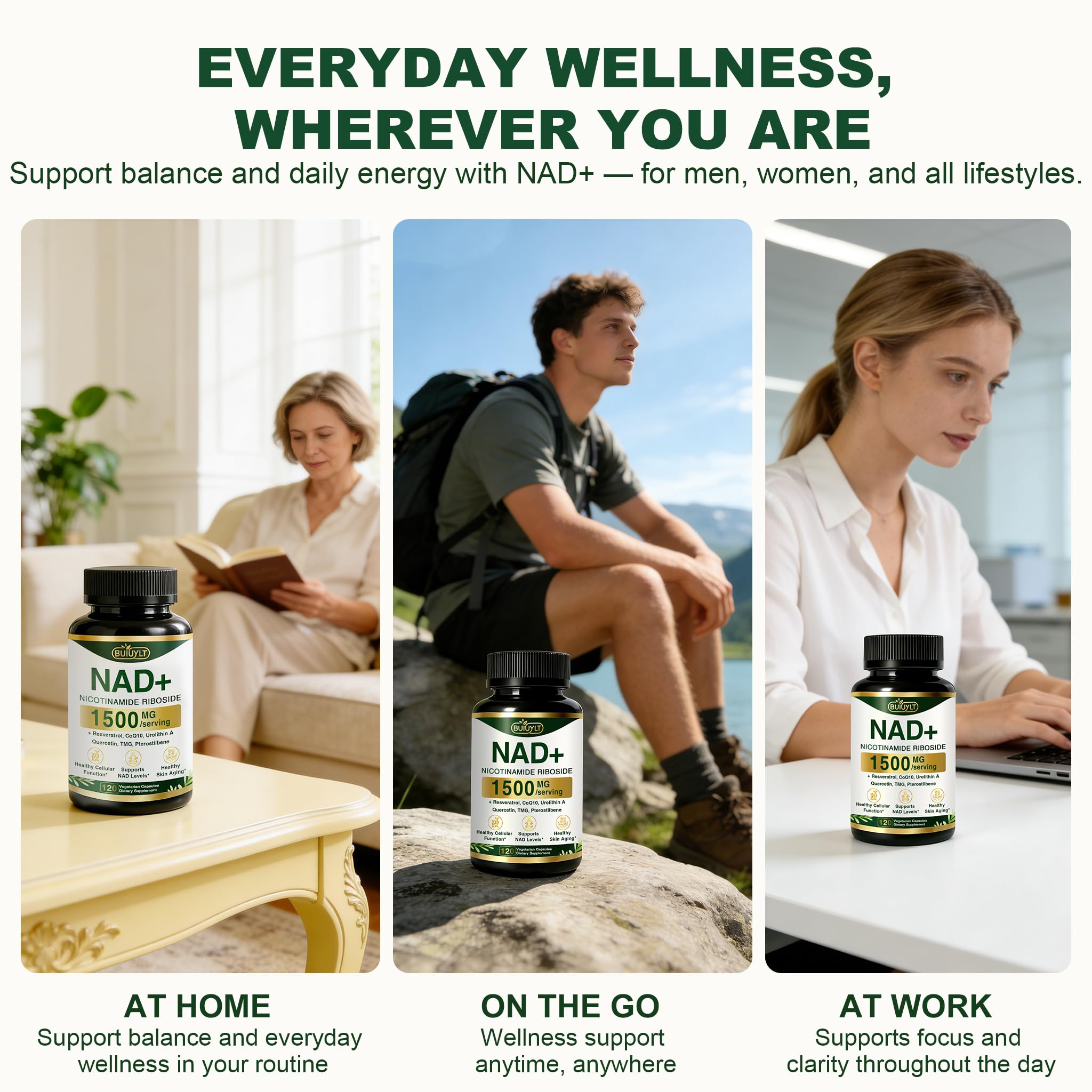 NAD+ Supplement 1500mg, NAD Resveratrol Supplement -120 Capsules — Amazon image 5