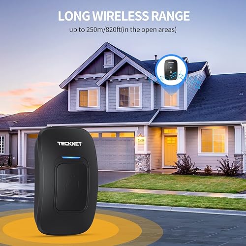 Miniatura 3 de TECKNET Timbre inalámbrico, timbre de aula, fácil instalación, volumen ajustable, rango de 1300 pies con 38 campanillas, kit de timbre de puerta