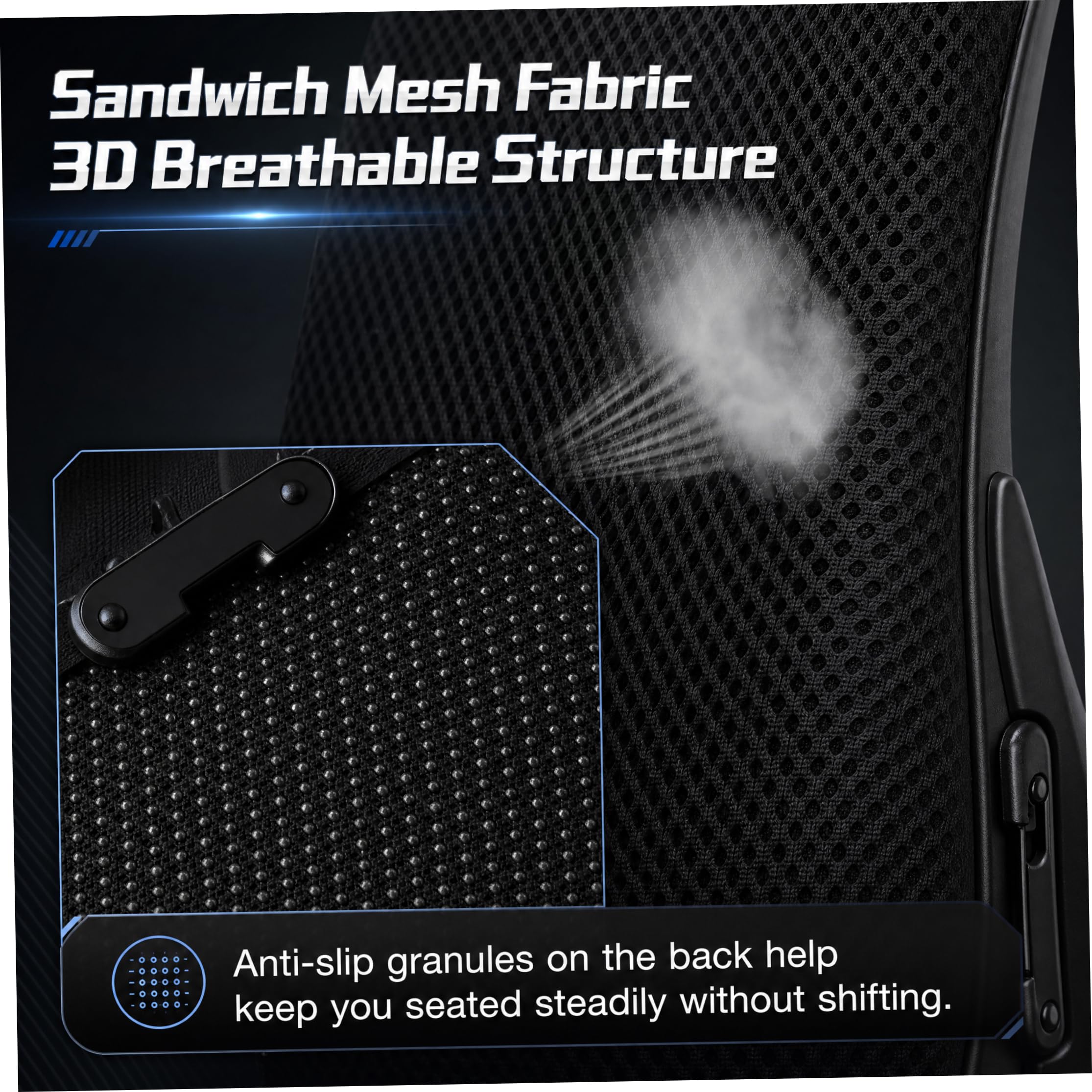 Funda de asiento de coche antideslizante y transpirable, cojín ajustable para asientos de coche con velocidad del viento, enfriador de asiento de verano para camión, SUV, silla de oficina, color