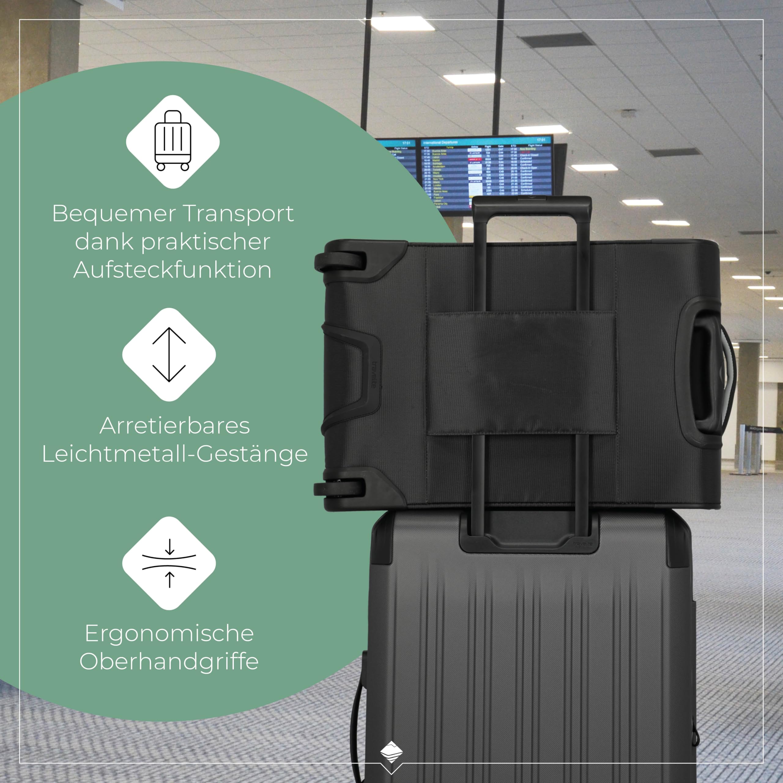 travelite Maleta de Equipaje de Mano con 2 Ruedas para Air France KLM + ITA, Cerradura de combinación integrada, Trolley de Equipaje Blando Compacto con función de Enganche, 55x35x23 cm, 40 l, 2,2 kg