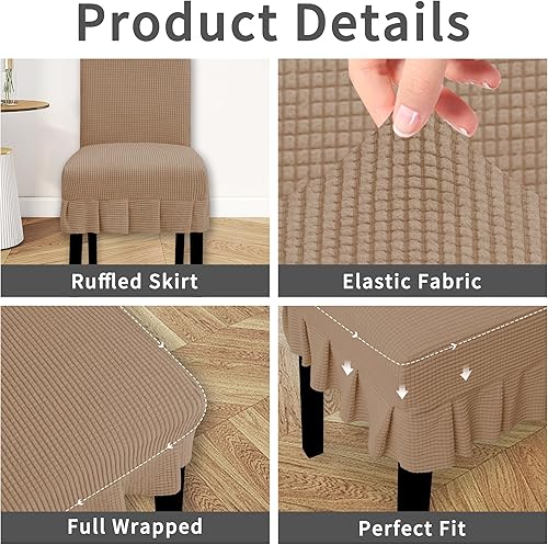 Miniatura 4 de Easy-Going - Fundas para sillas de comedor elásticas con falda, fundas para sillas Parsons, fundas para sillas de comedor, restaurante, banquete (6