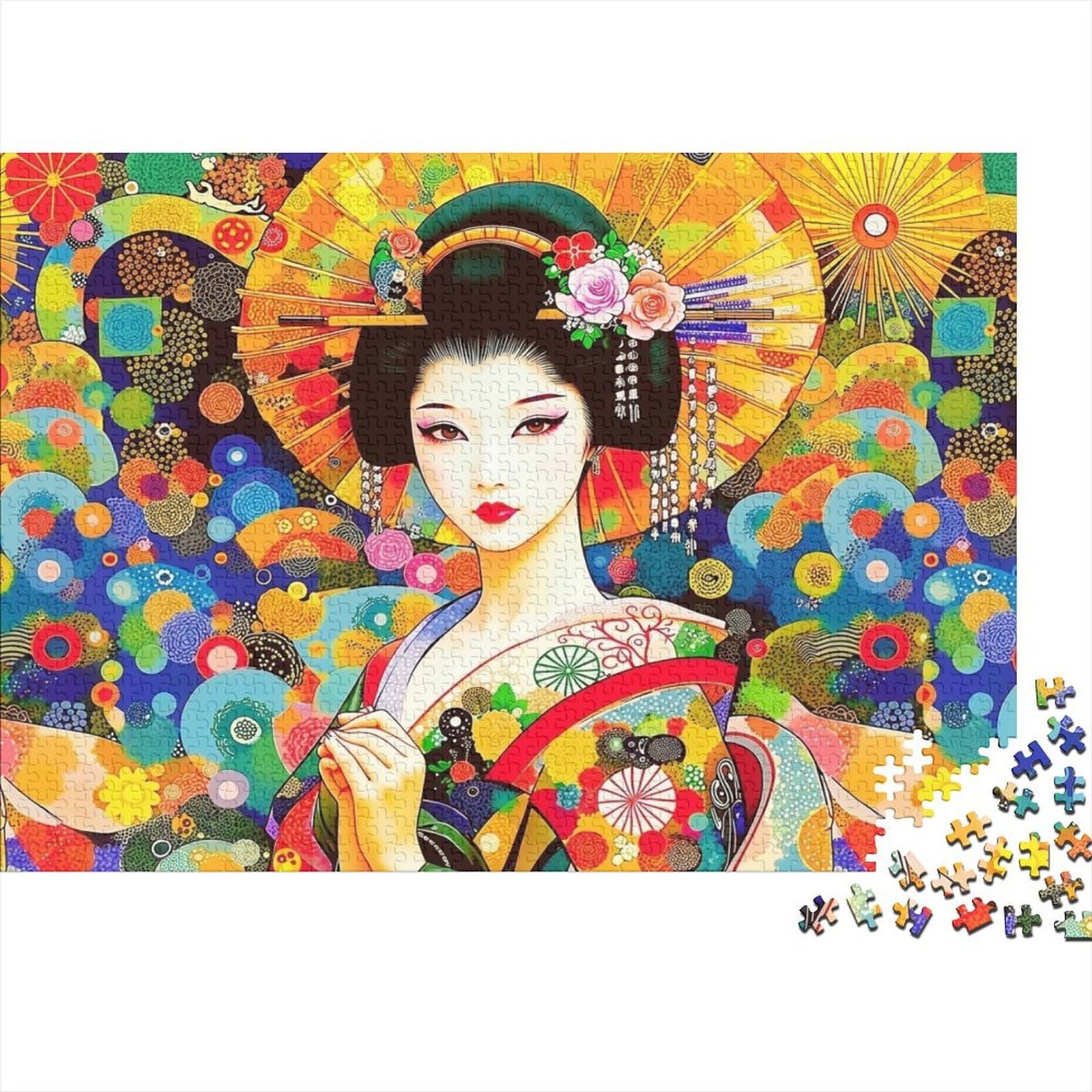 Kimono Woman Floral Pattern 1000 Piece Adult Paper Puzzle Game 38x26cm/1000pcs 38x26cm/1000pcs