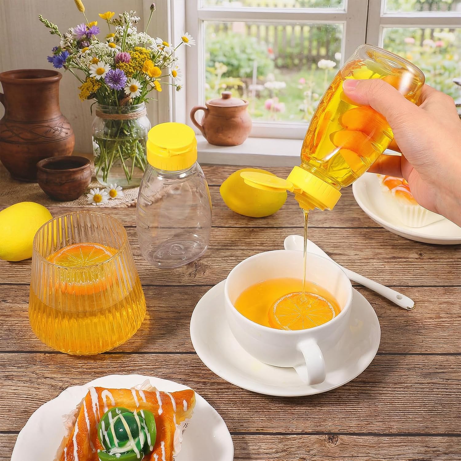 Telooco 2 Pack Honey Squeeze Bottle, 180ml/6 oz Plastic Squeeze Bottle