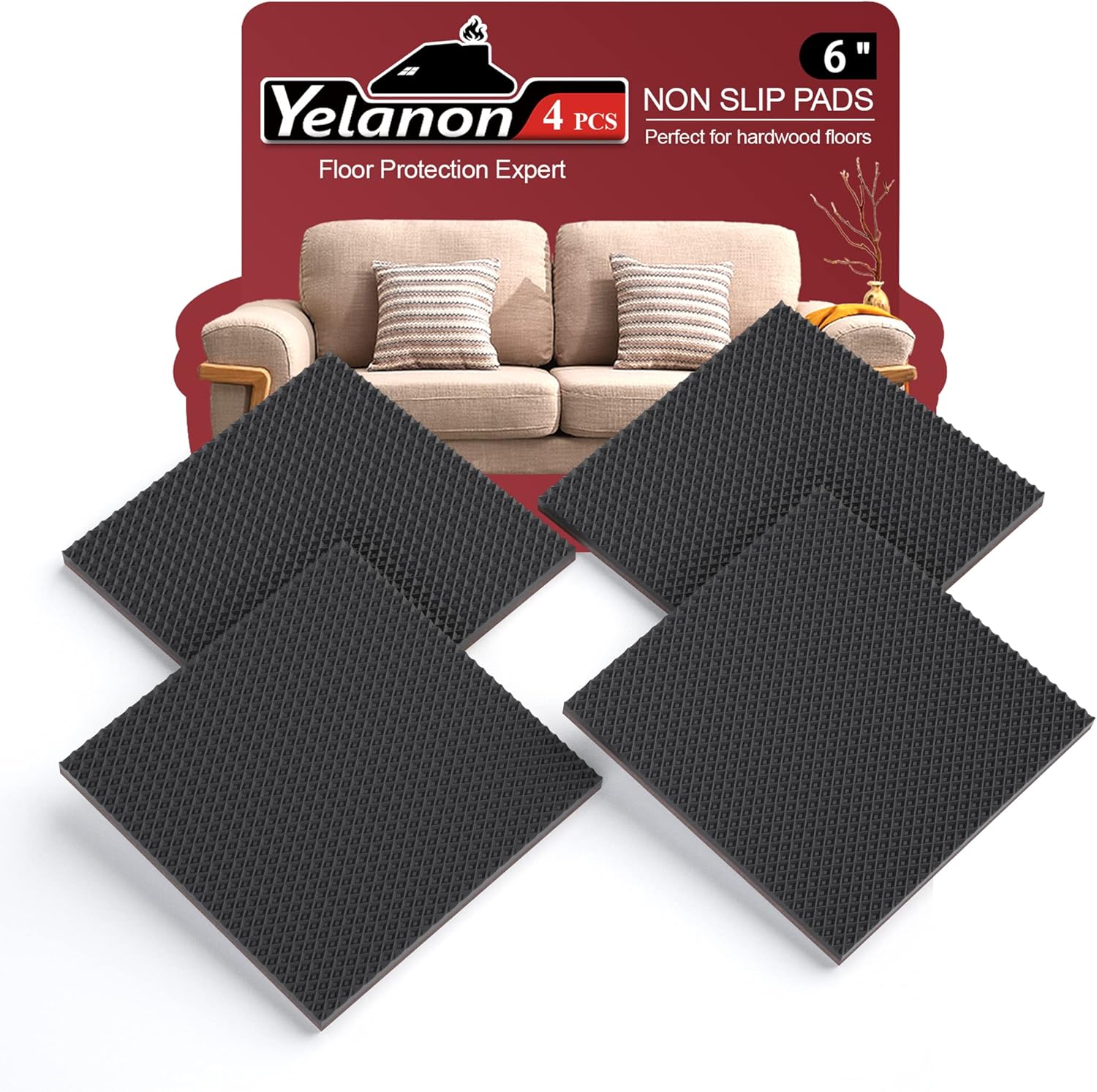 Non Slip Furniture Pads 4pcs 6" Furniture Grippers Hardwood Floors