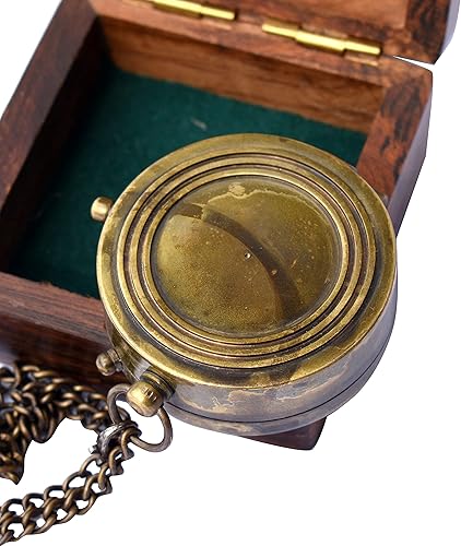 Miniatura 10 de Brújula de latón Be Strong and Courageous (Joshua 19) con caja de madera, brújula de oración de las escrituras grabadas, regalo religioso para