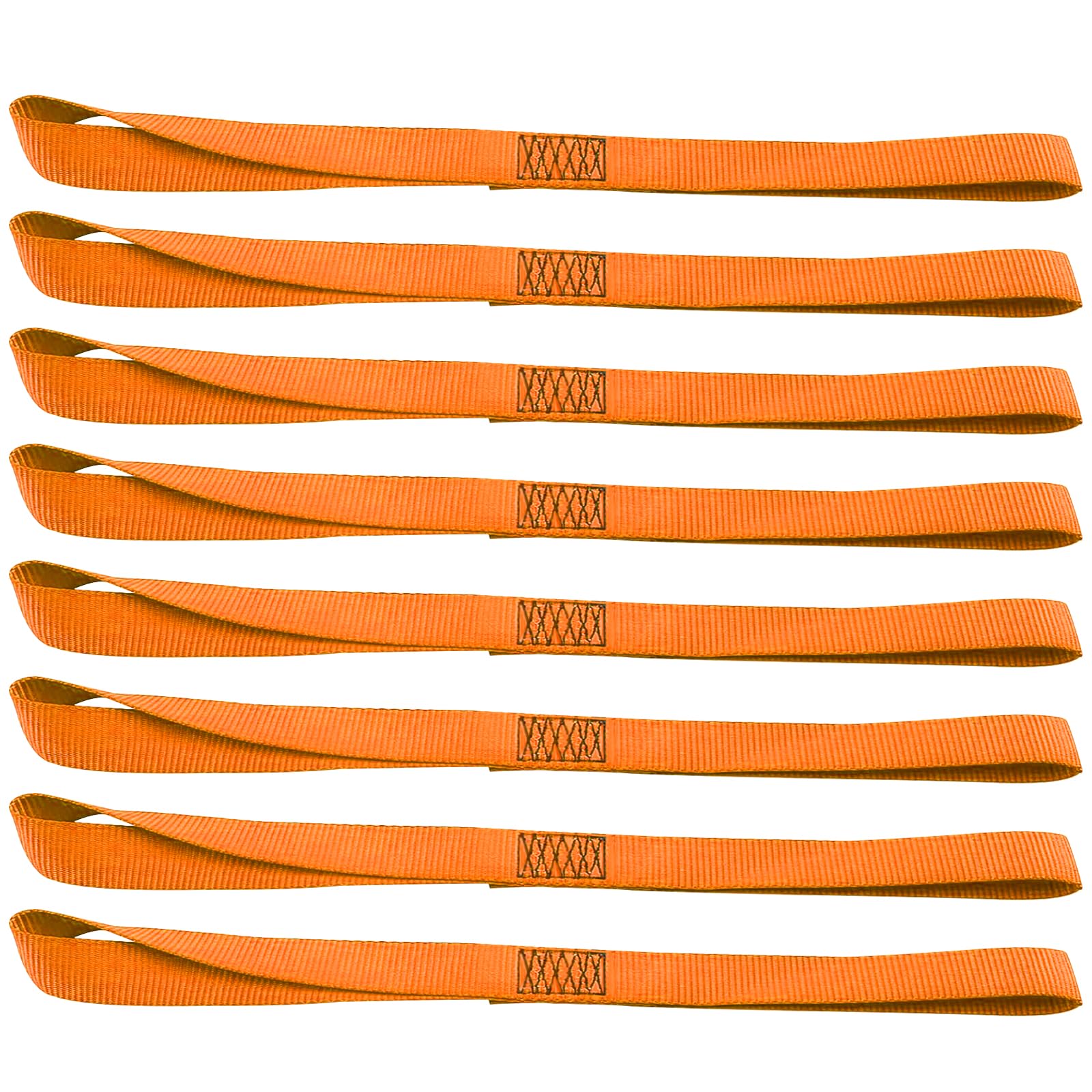 XSTRAP STANDARD Miękkie paski mocujące z pętelką, 8 szt., wytrzymałość na rozerwanie 1-1/40 x 45 cm - 1,632 kg, pętle do zabezpieczania przyczep rowerów, ATV, UTV, motocykli, skuterów, motocykli crossowych, sprzętu do trawnika, pomarańczowe