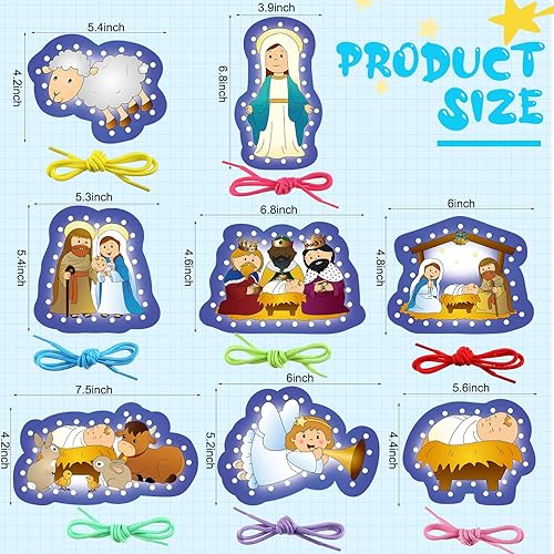 Miniatura 2 de Zonon 8 tarjetas de cordones para niños, tarjetas de costura en 8 patrones, juegos de cordones para desarrollar imaginación, suministros educativos