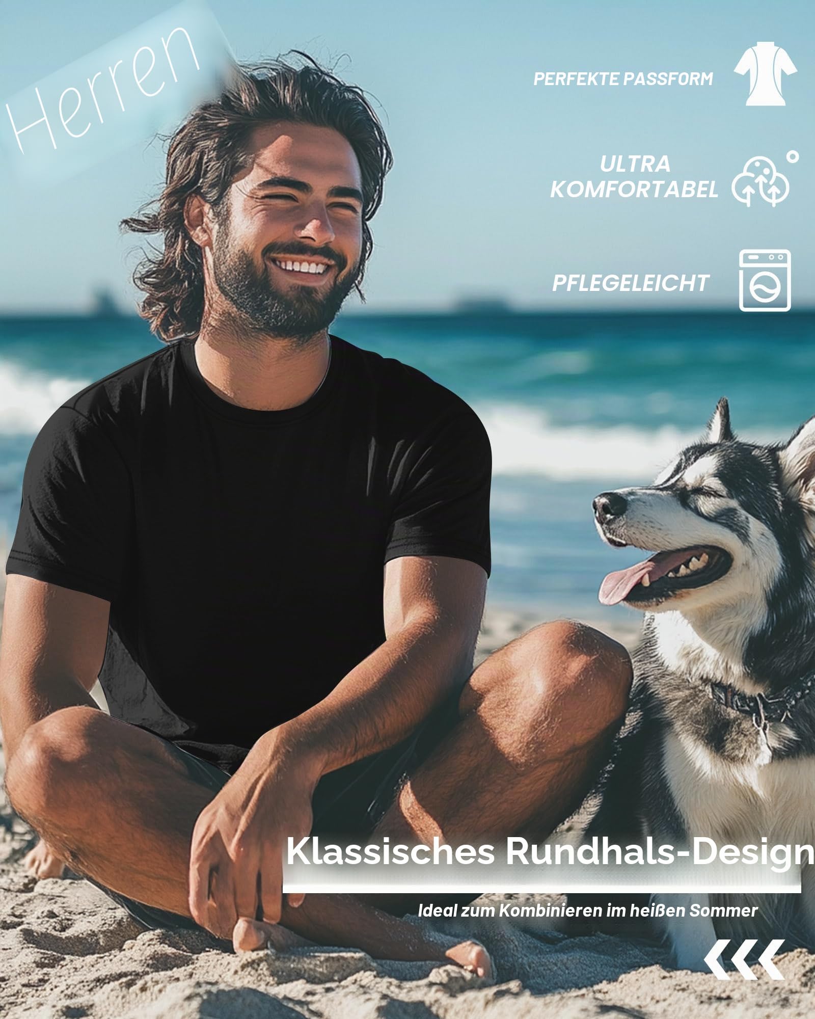 Neer 4er-Pack Herren-T-Shirts in Großen und Langen Größen Sommer-Baumwolle, Kurzarm, Freizeit-Basic-Oberteil