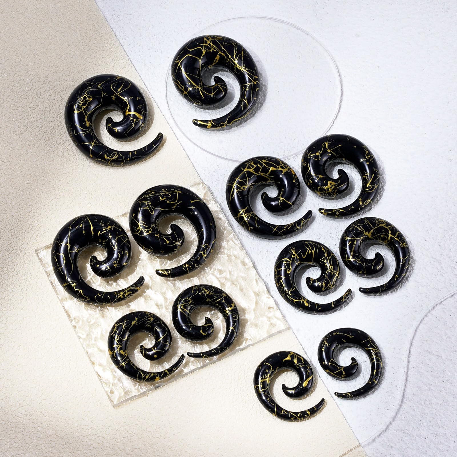 Longbeauty 12 Pcs Acryl Tapers Dehnspirale Dehnschnecke Dehnstab Piercing Ohr Expander Kit 10MM-20MM