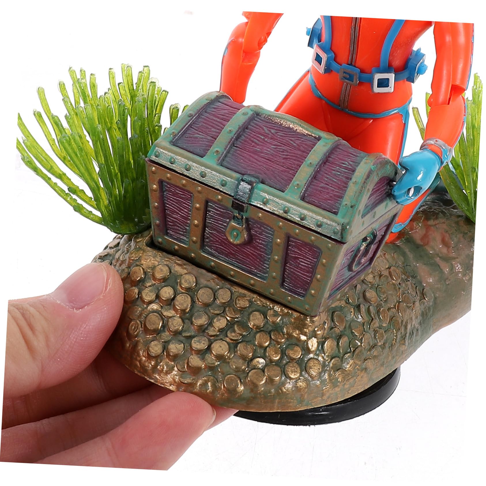 Mobestech Lot De 2 Décorations Pneumatiques pour Chasse Trésor Figurines De Plongeur Miniatures pour Aquarium Décoration LED en Plastique Couleur Aléatoire