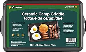 Coghlan's Camp Griddle, 16.5 x 10 inches, Aluminum, Non-Stick Ceramic Coating, PFAS-Free, Fits Two-Burner Stoves