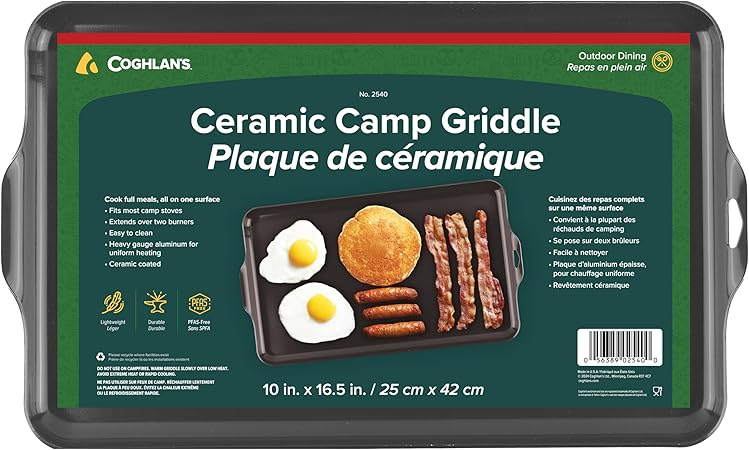 Coghlan's Camp Griddle, Lightweight Aluminum, 16.5 x 10" size, PFAS-Free