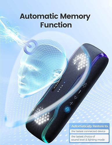 Miniatura 7 de Altavoz Bluetooth portátil, IPX7 impermeable altavoz inalámbrico con luces intermitentes coloridas, 25 W Super Bass 24 horas de reproducción, rango